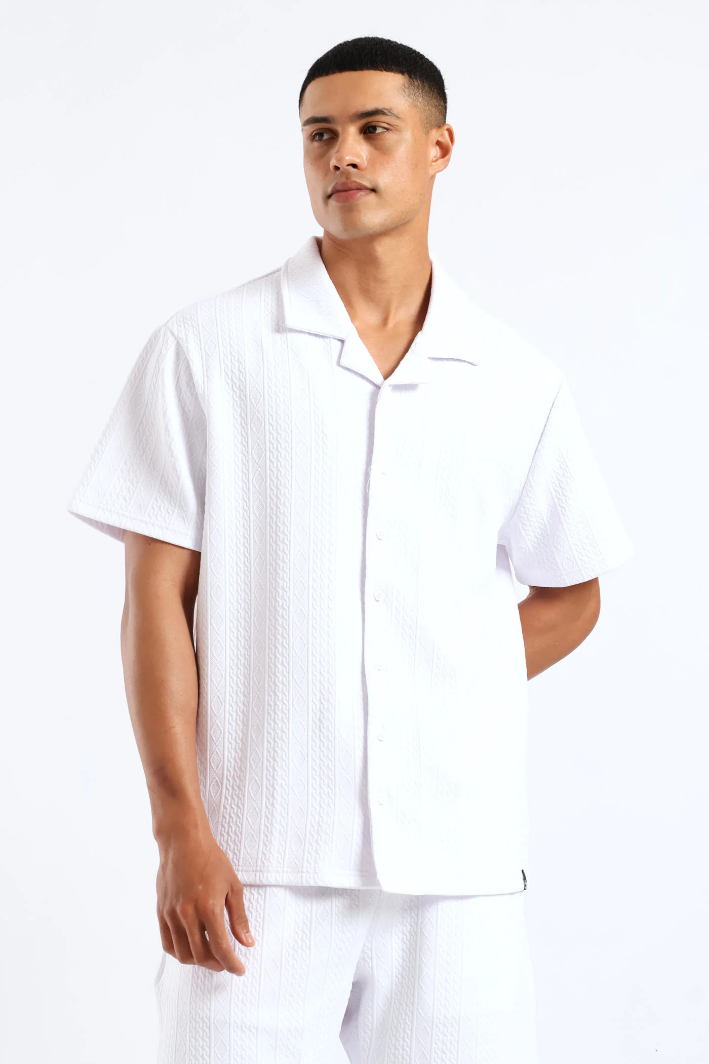 Textured Cable Shirt - White - Image 2