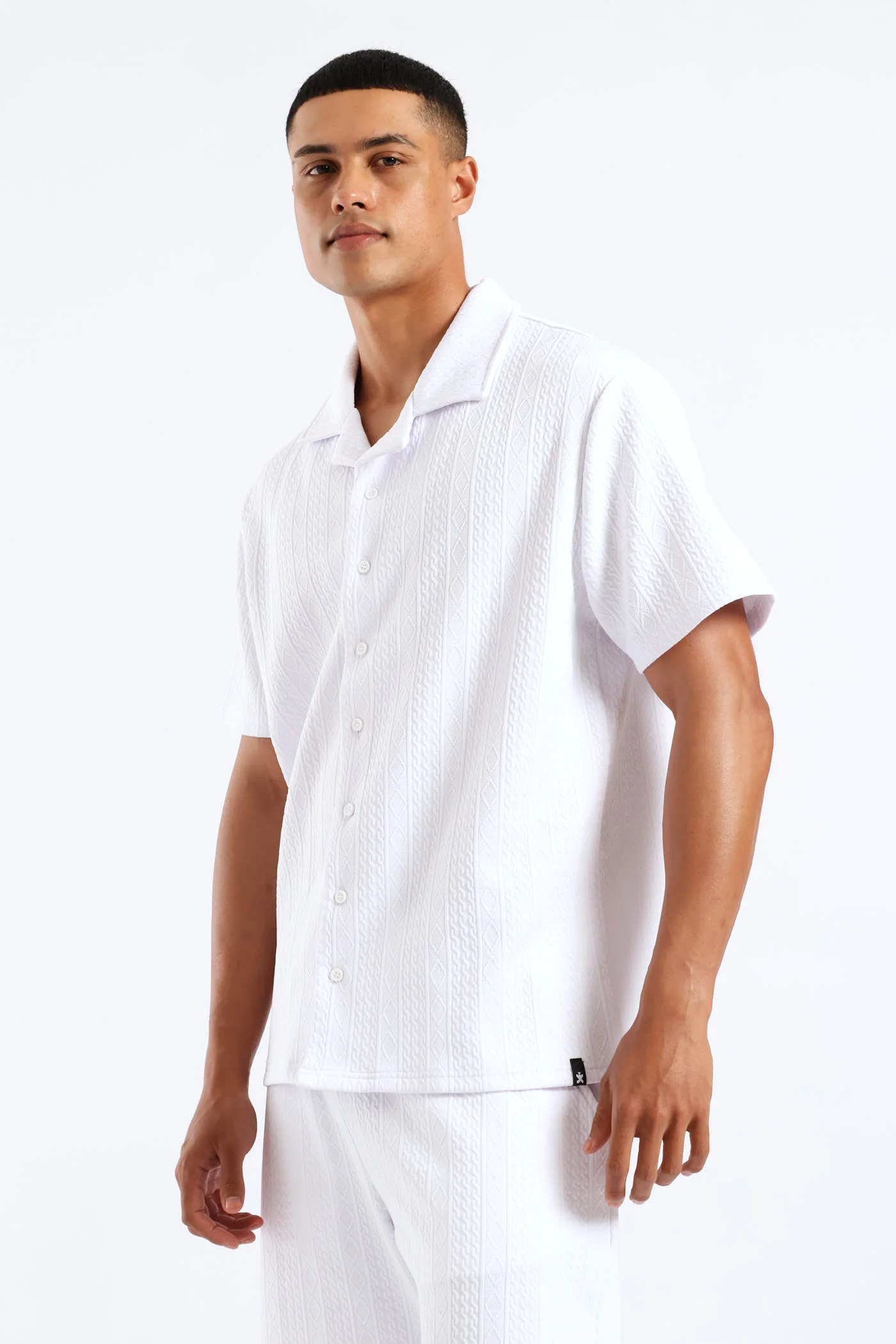 Textured Cable Shirt - White - Image 3