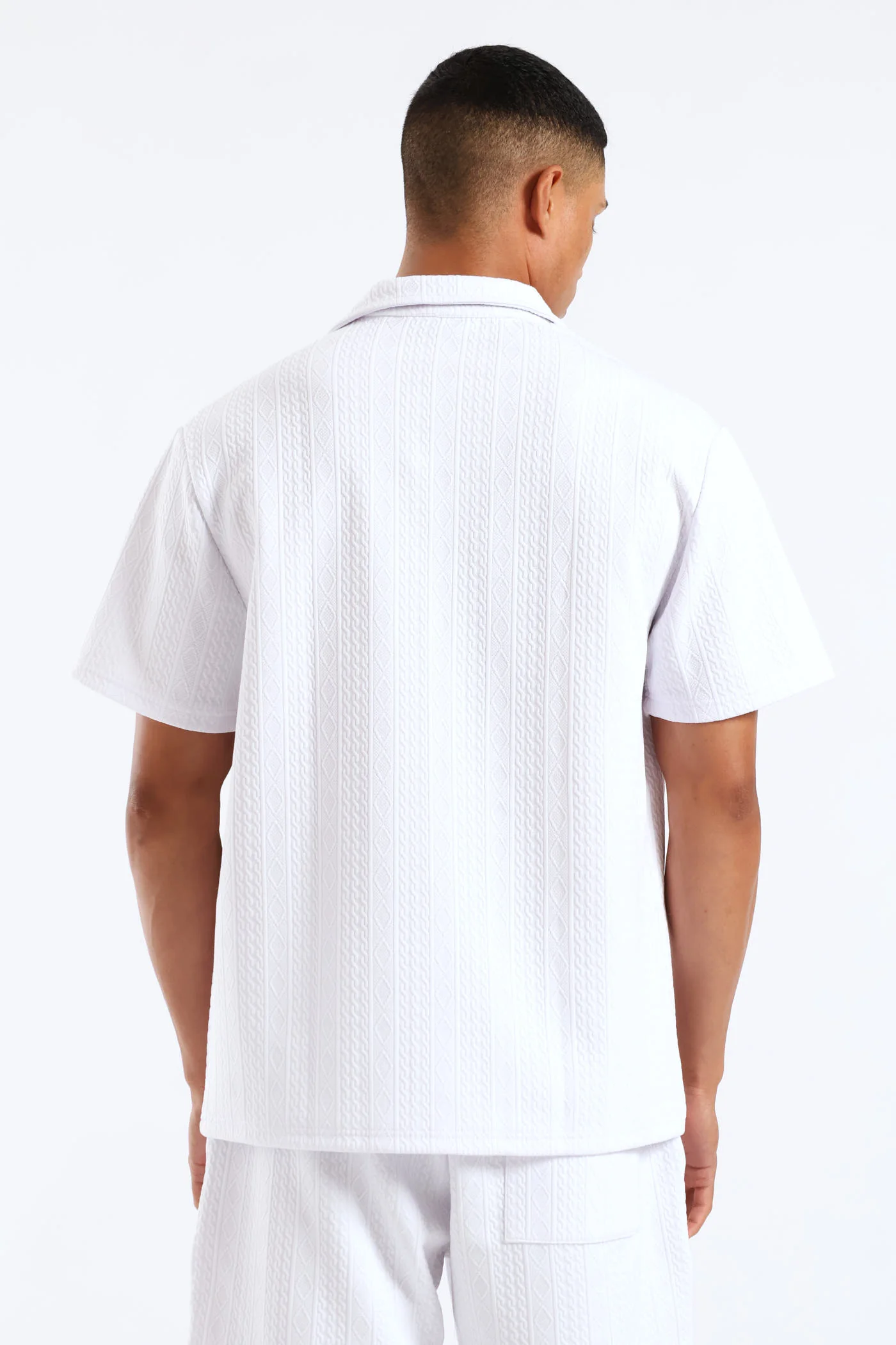 Textured Cable Shirt - White - Image 4