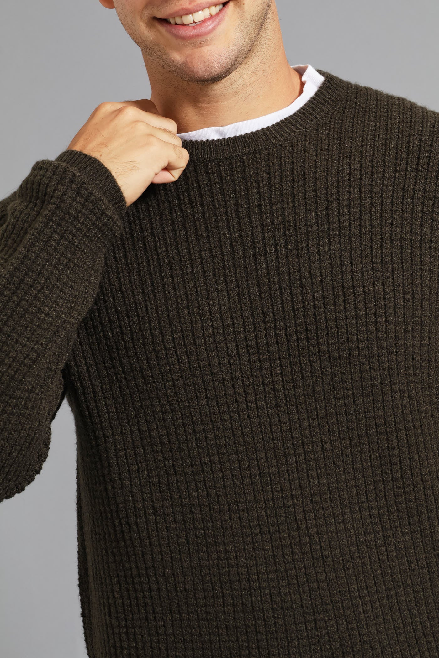 Textured Crew Knitwear - Fatigue - Image 2