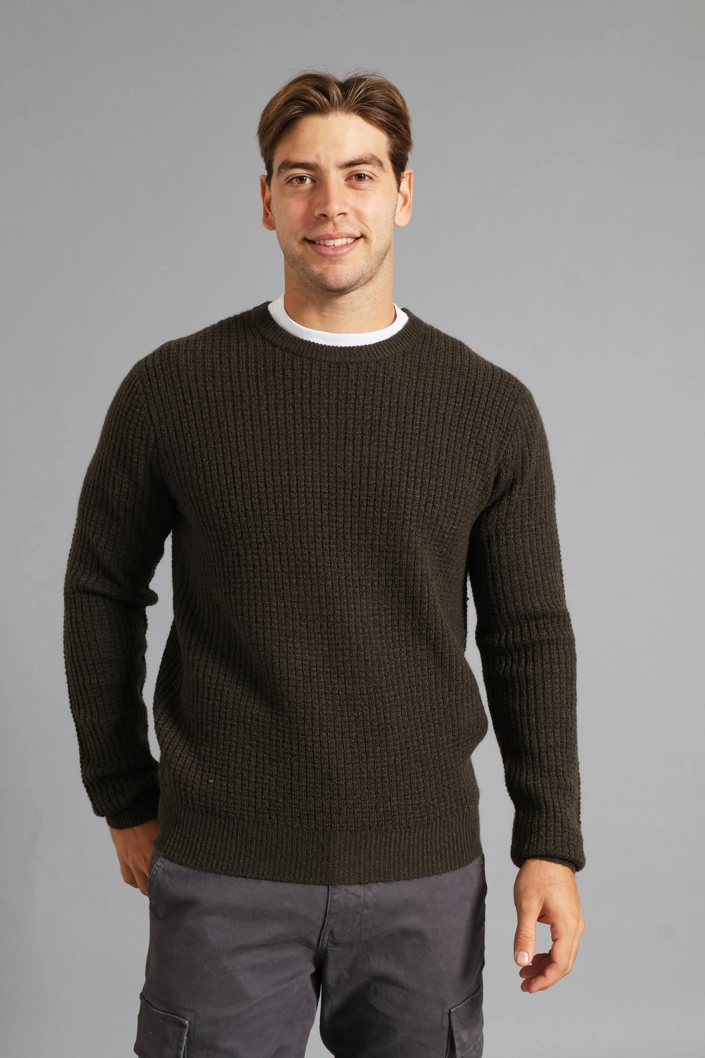 Textured Crew Knitwear - Fatigue - Image 3