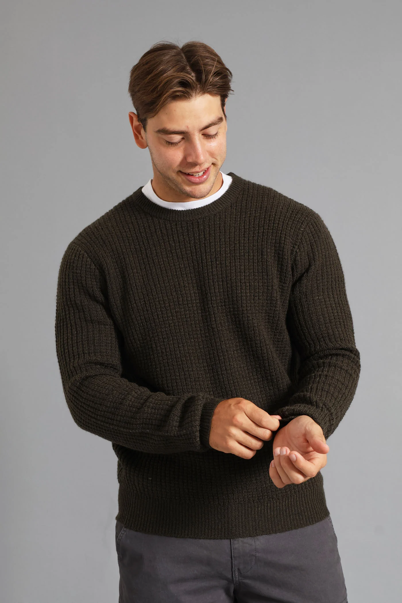 Textured Crew Knitwear - Fatigue - Image 4