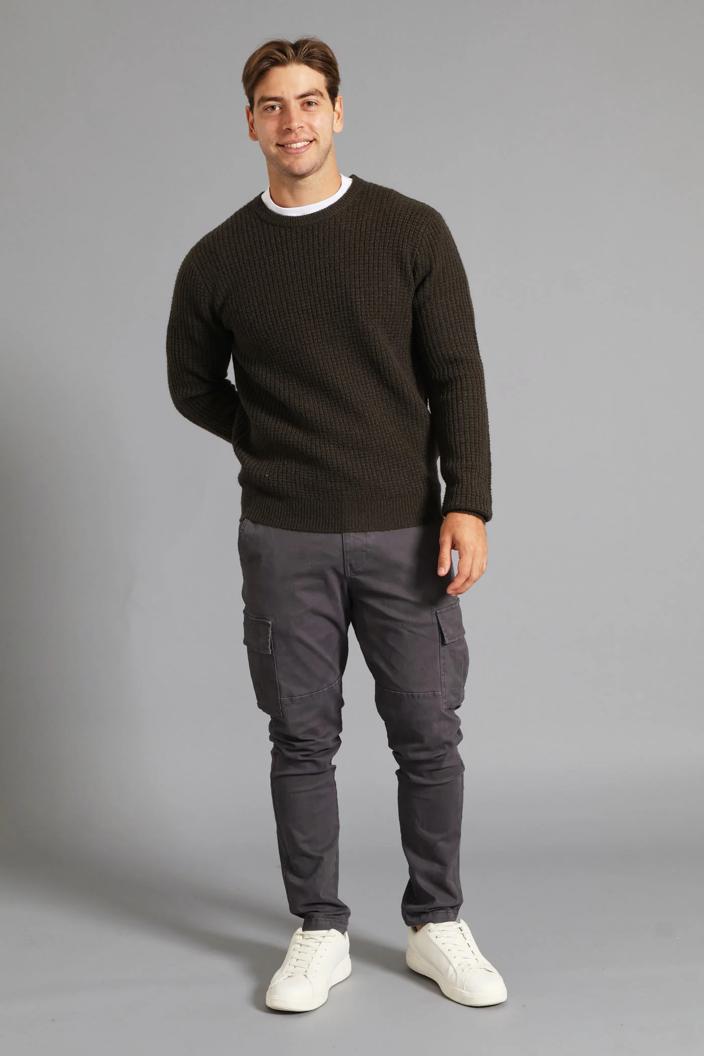 Textured Crew Knitwear - Fatigue - Image 7