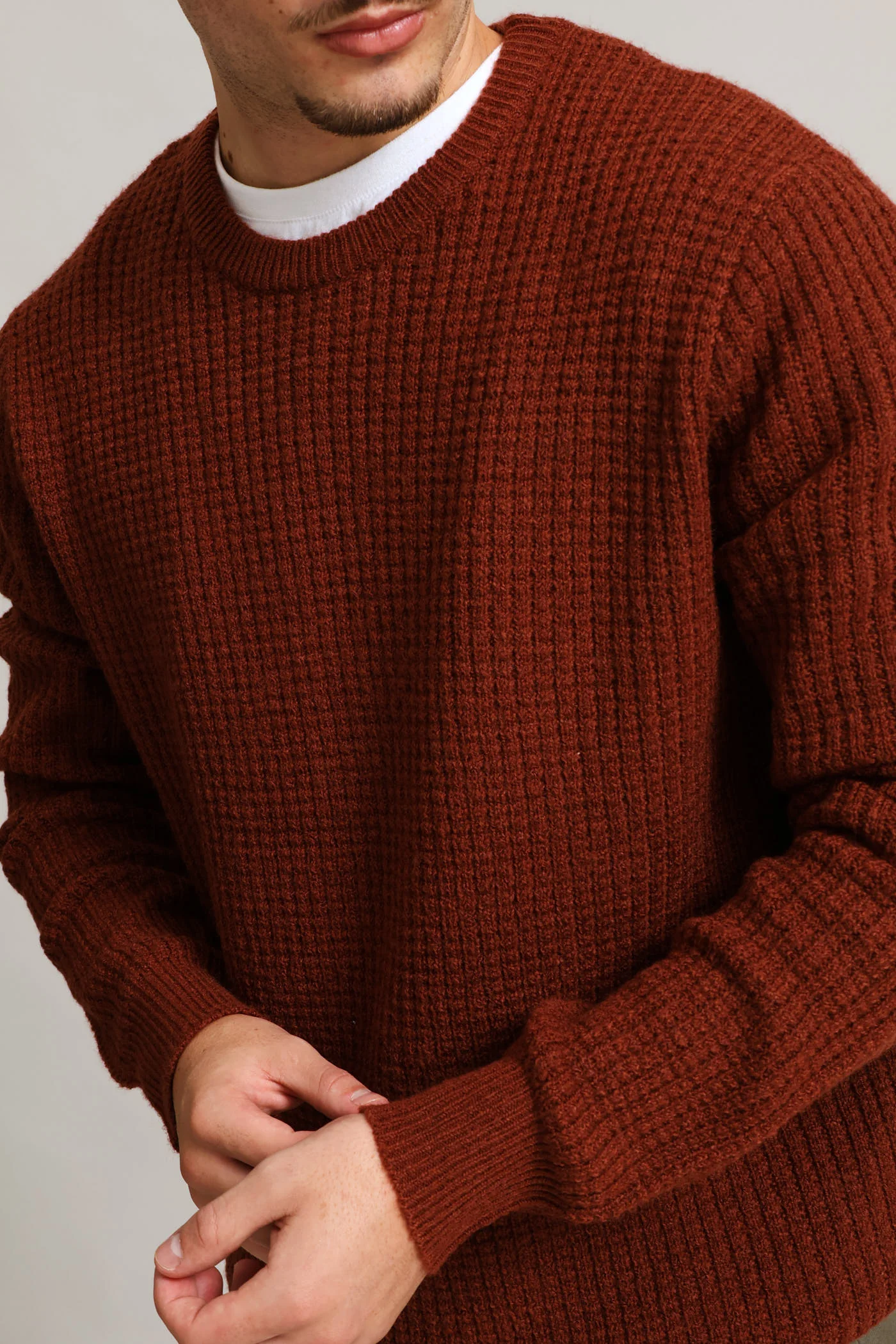 Textured Crew Knitwear - Ochre - Image 2