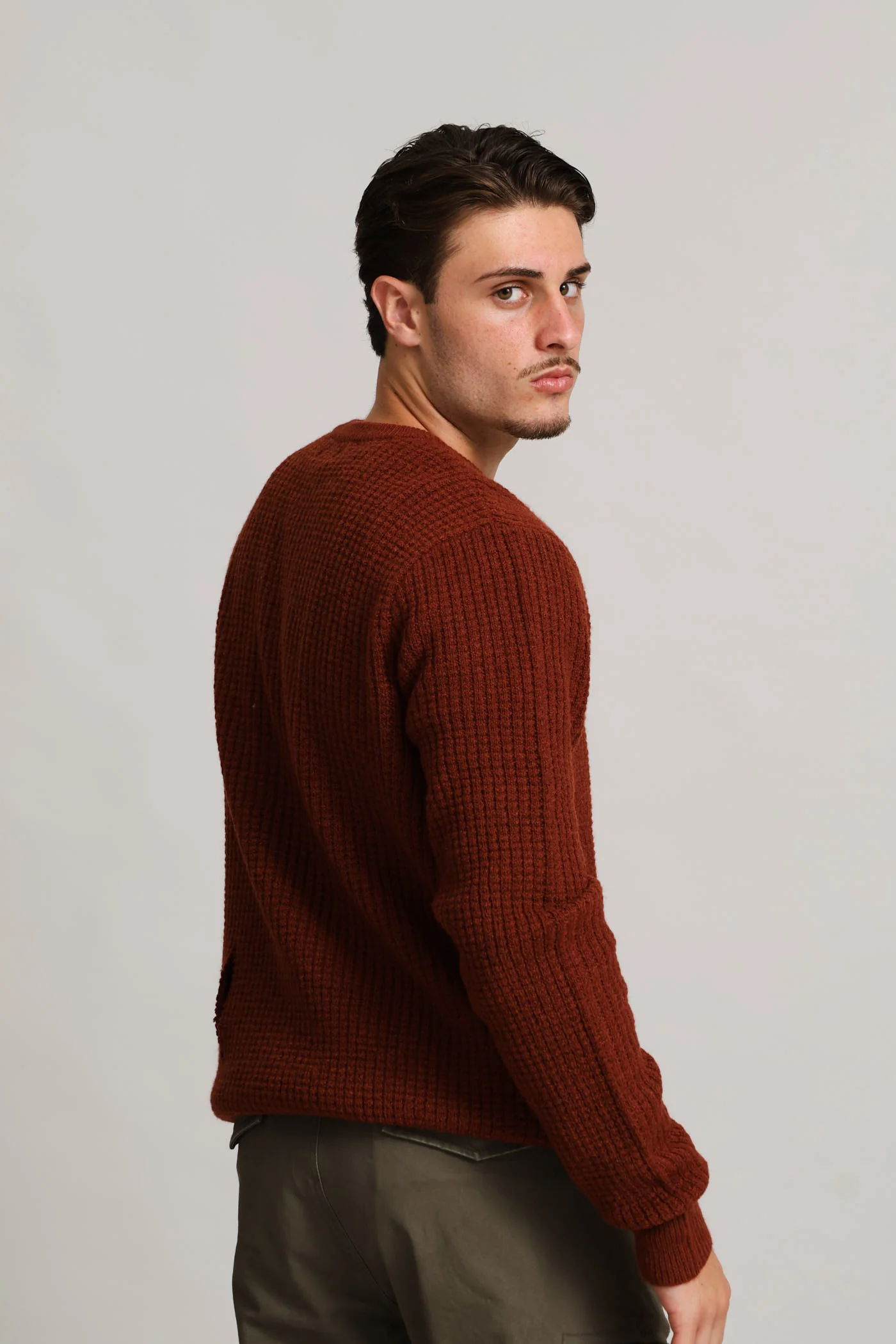 Textured Crew Knitwear - Ochre - Image 4