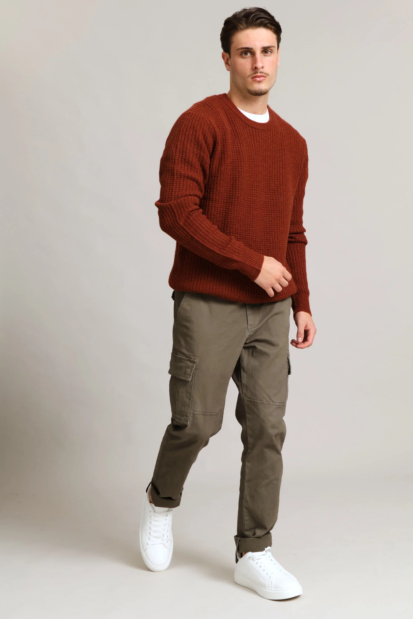 Textured Crew Knitwear - Ochre - Image 5