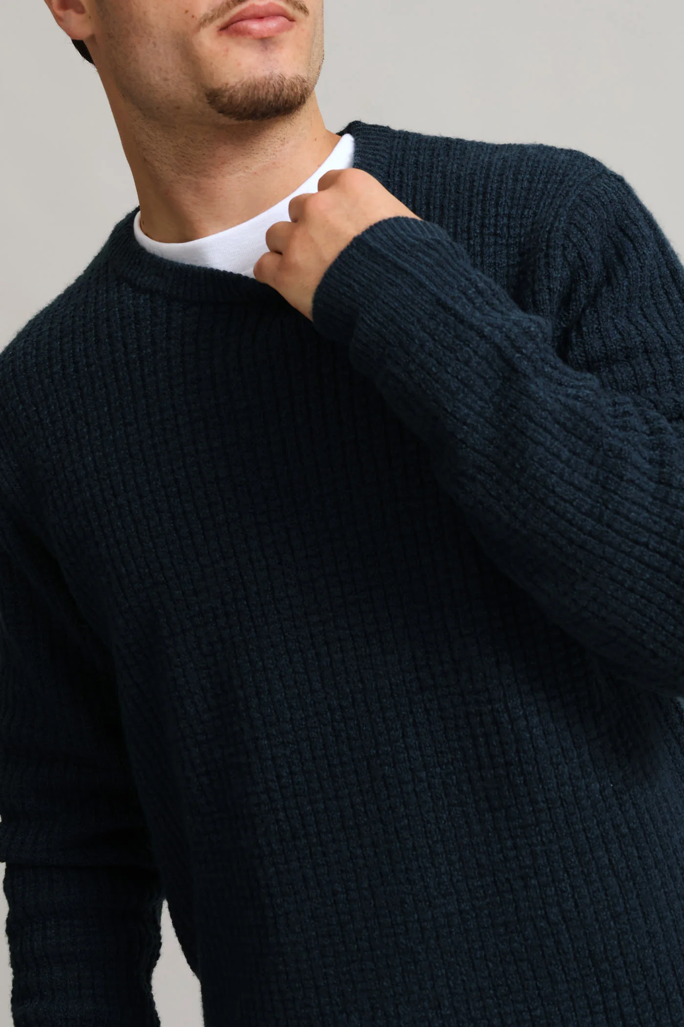Textured Crew Knitwear - Petrol - Image 2
