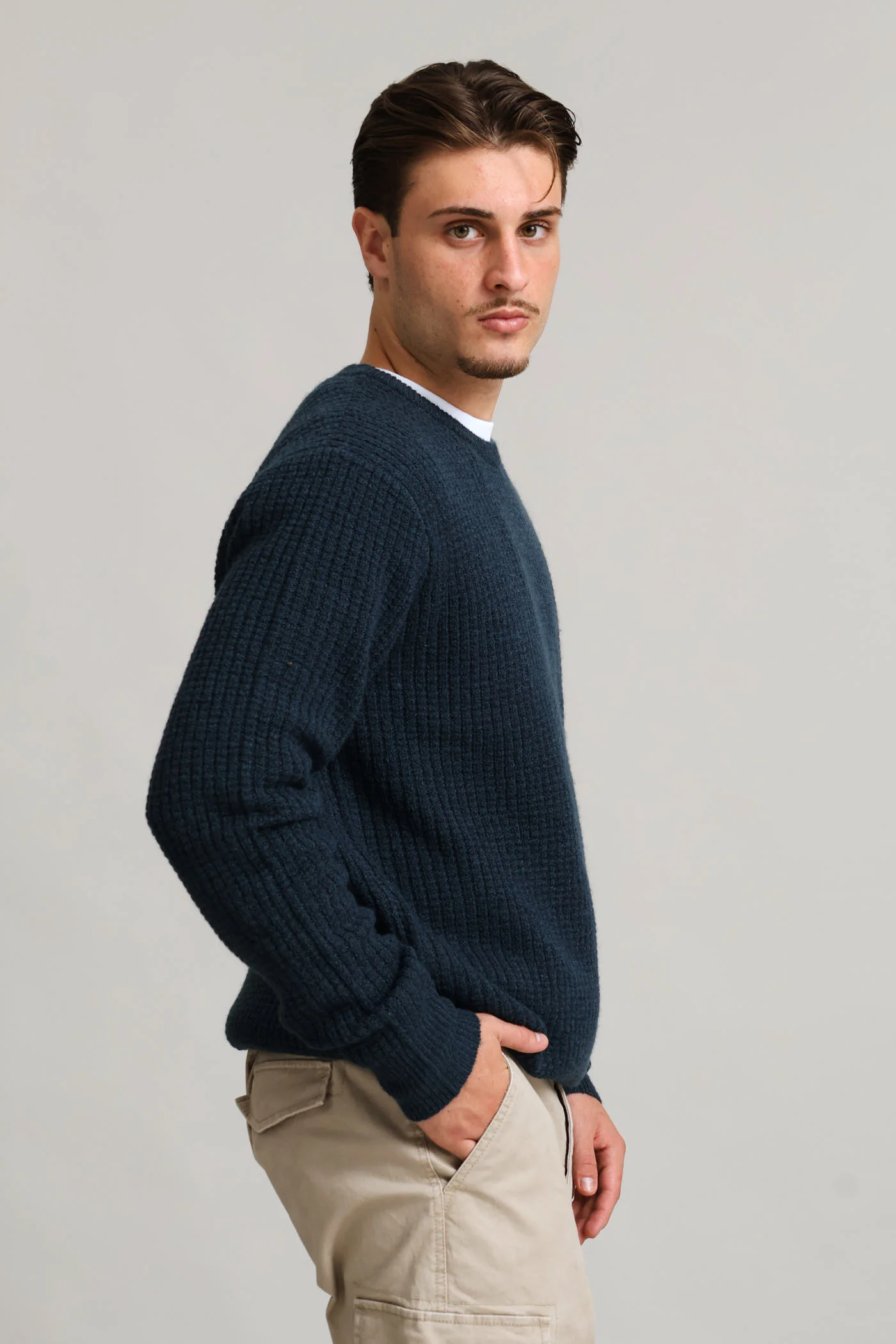 Textured Crew Knitwear - Petrol - Image 3