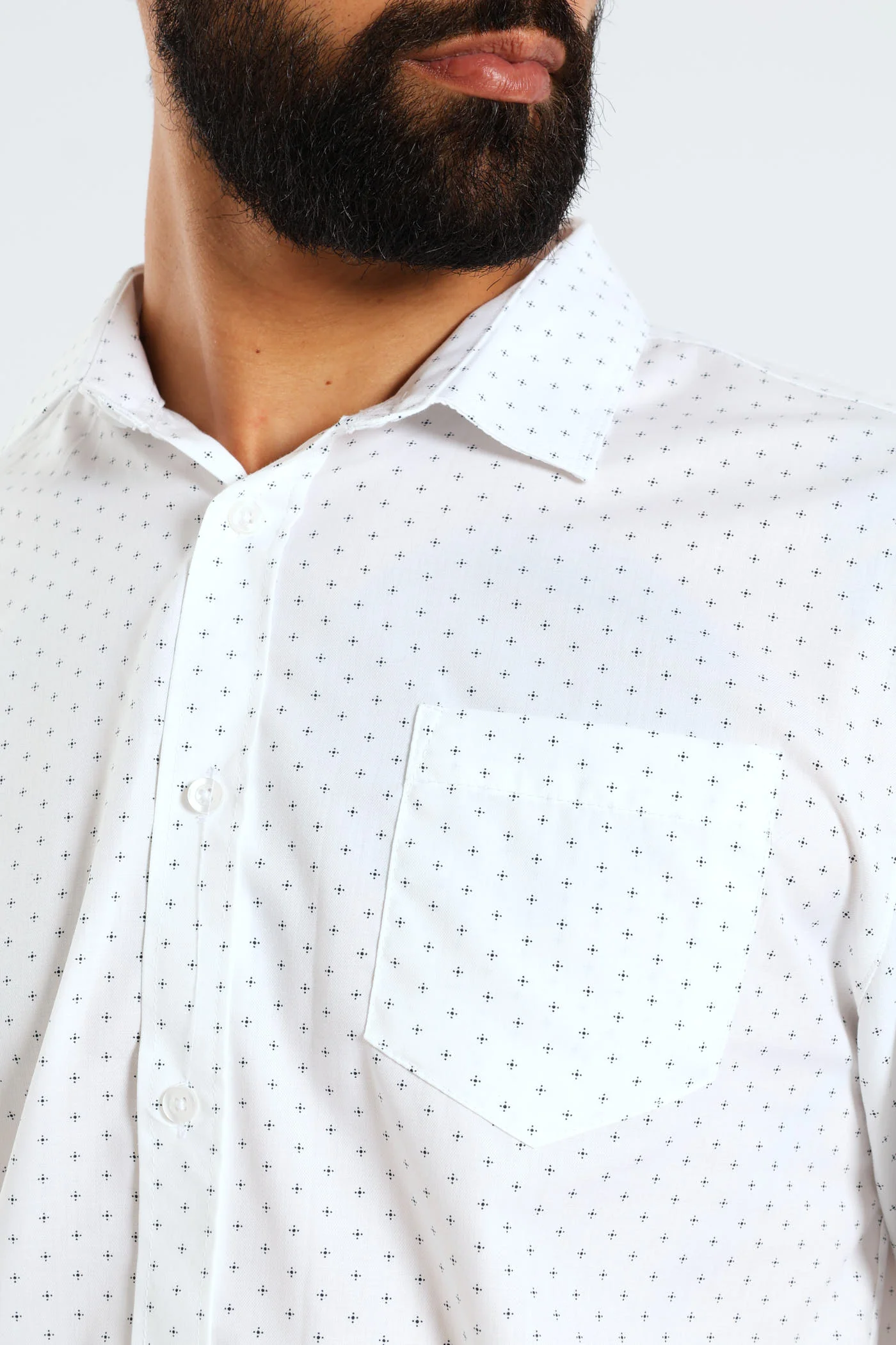 Textured Ditsy Two-Tone  Shirt - Navy/White - Image 2