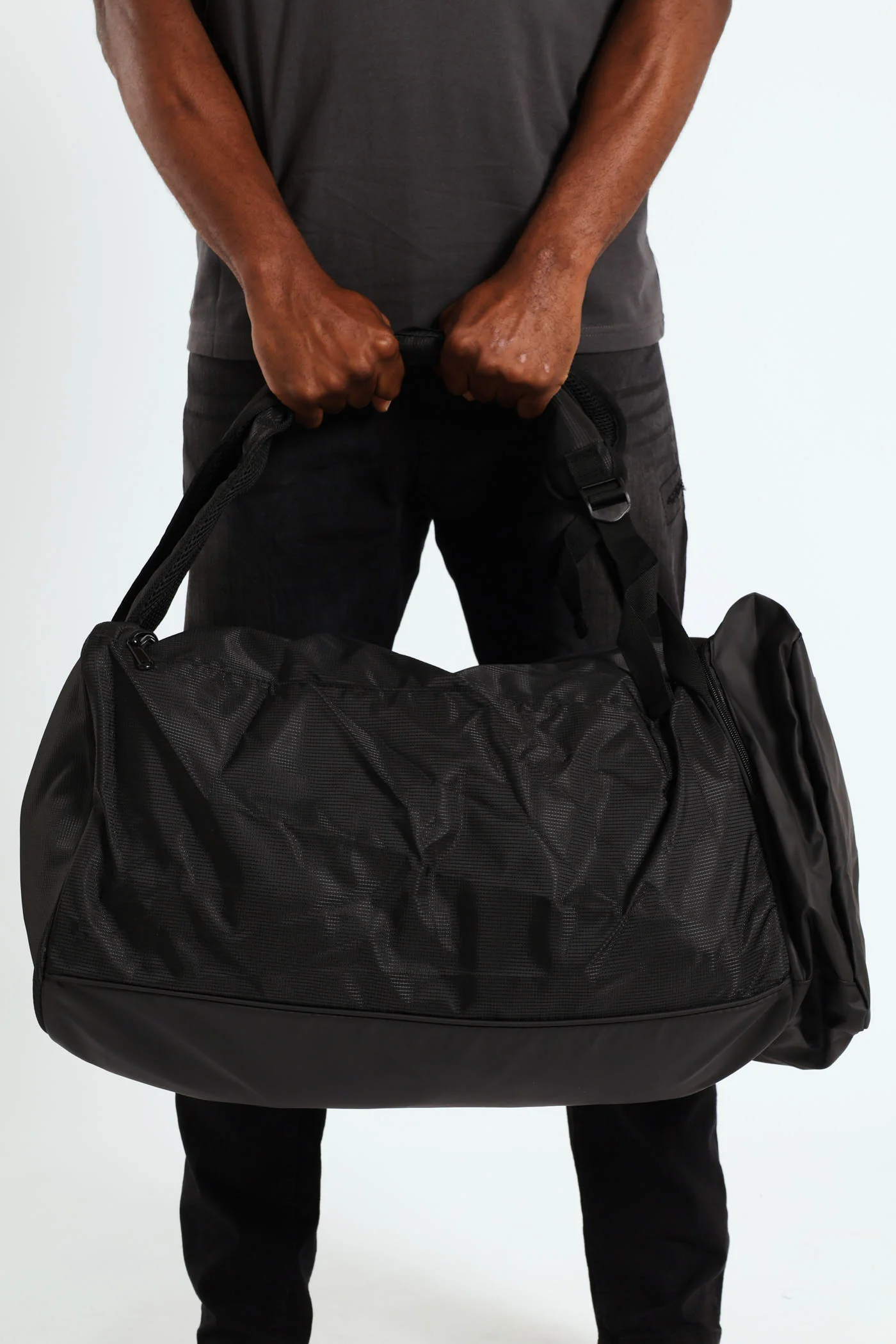 Textured Duffel Bag - Black - Image 3