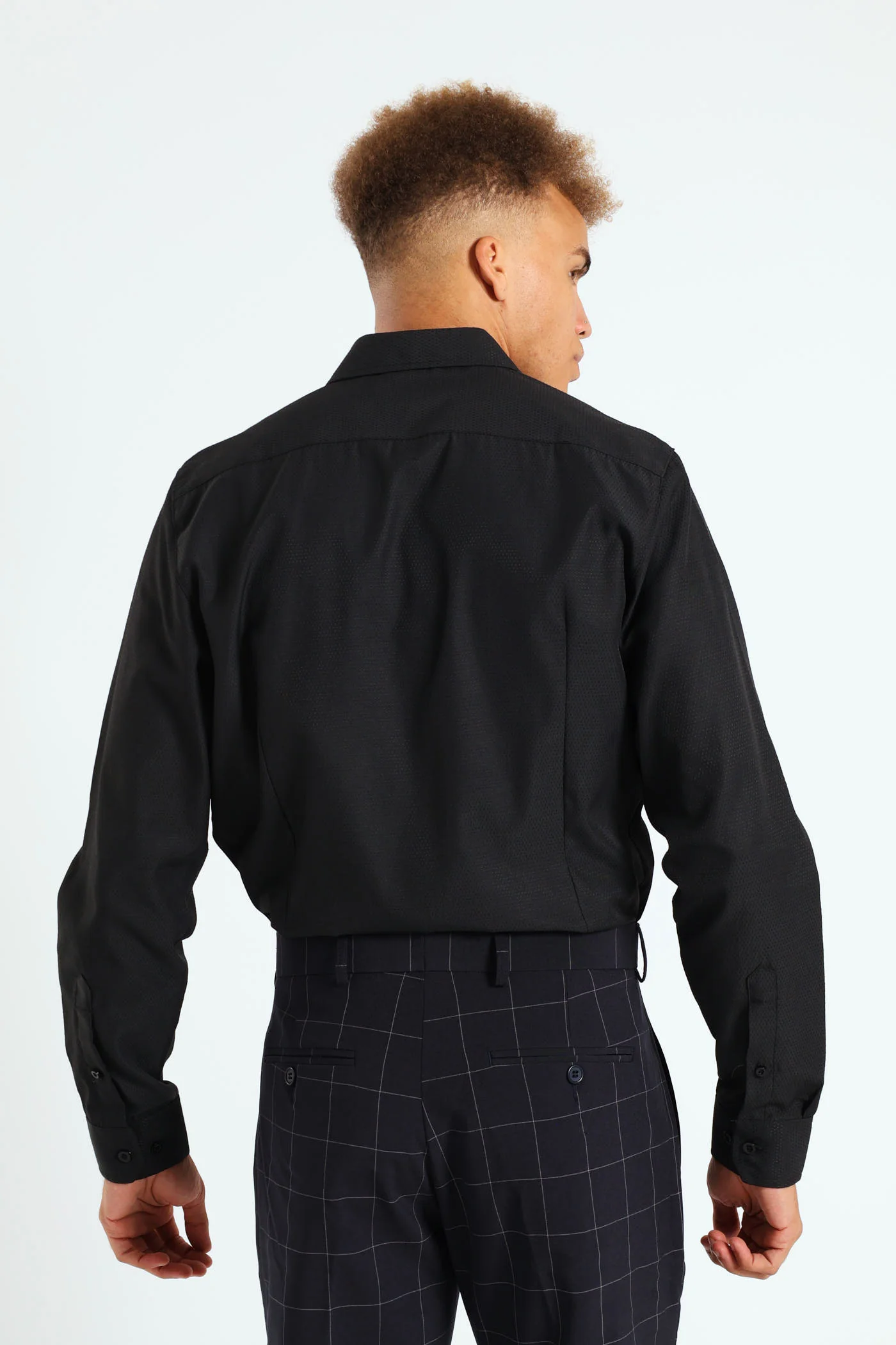 Textured Long Sleeve Shirt - Black - Image 3