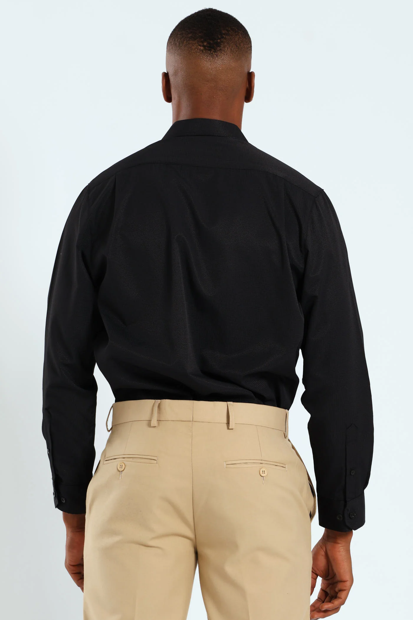 Textured Long Sleeve Shirt - Black - Image 3