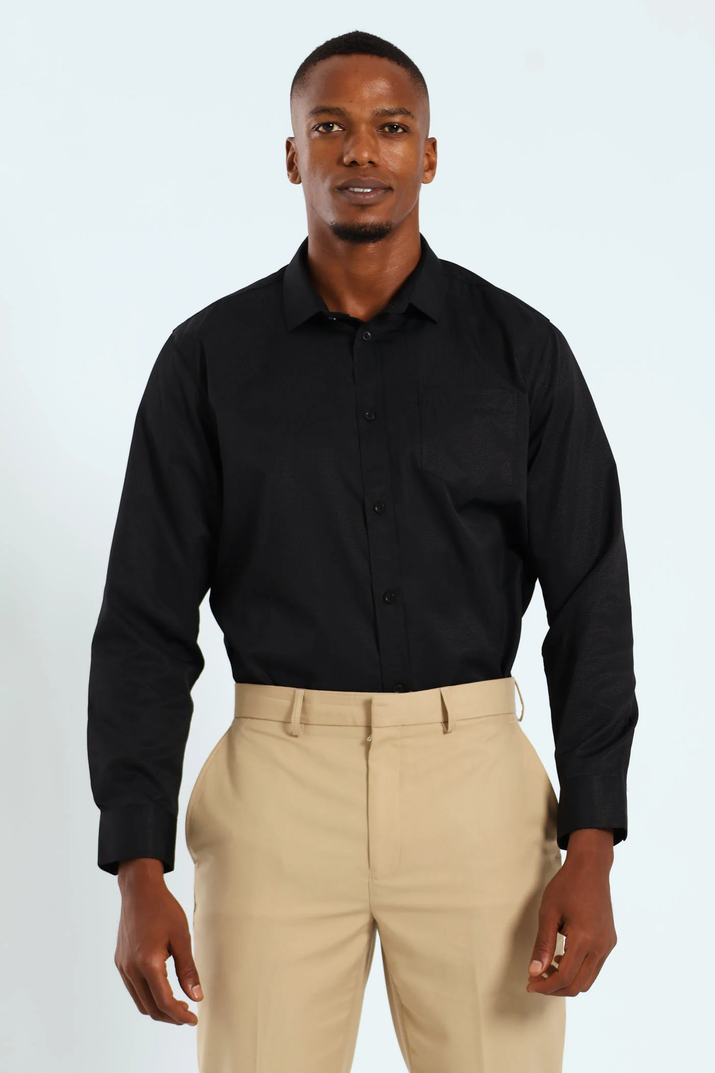 Textured Long Sleeve Shirt - Black - Image 5