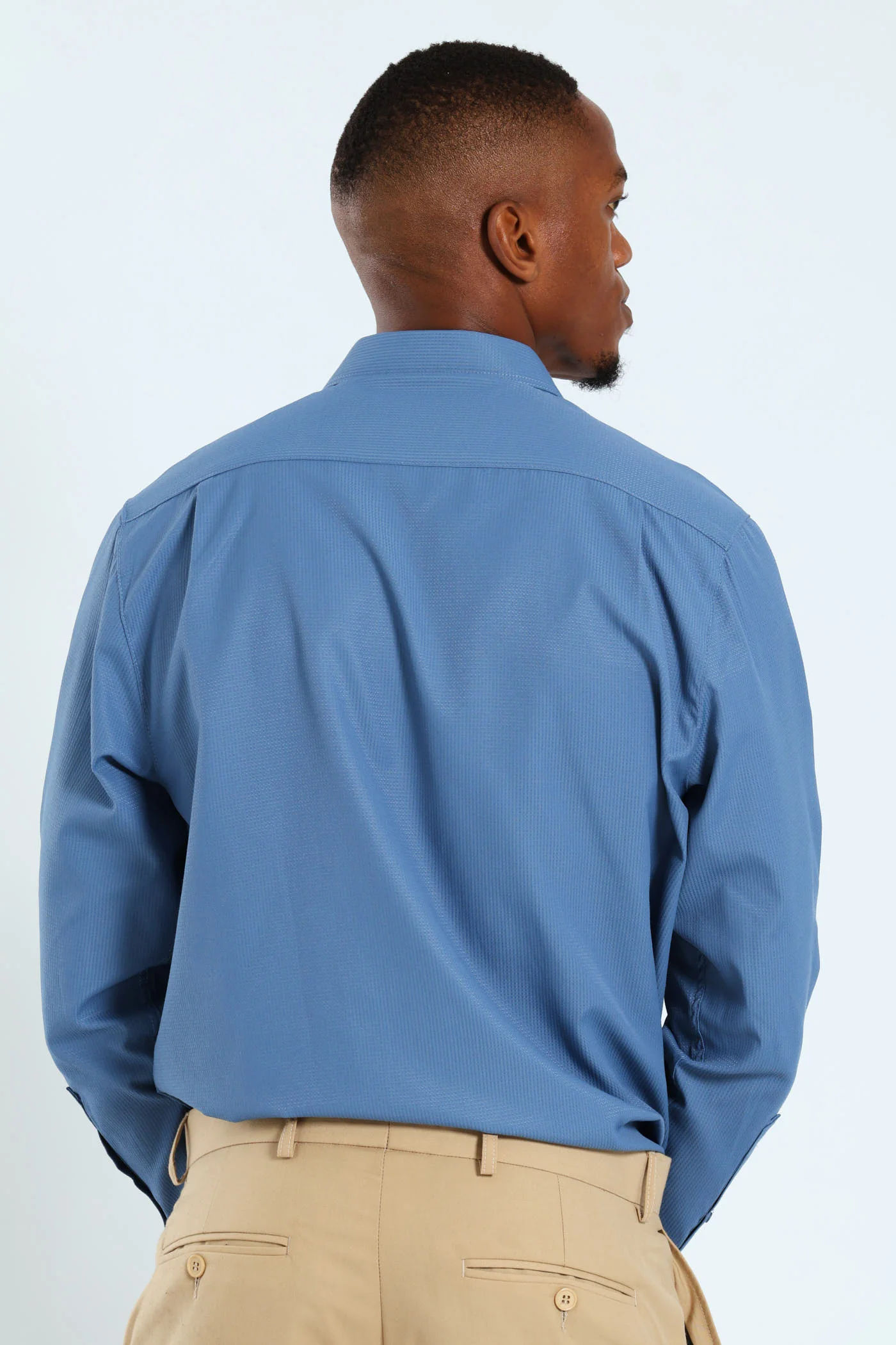 Textured Long Sleeve Shirt - Smokey Blue - Image 3