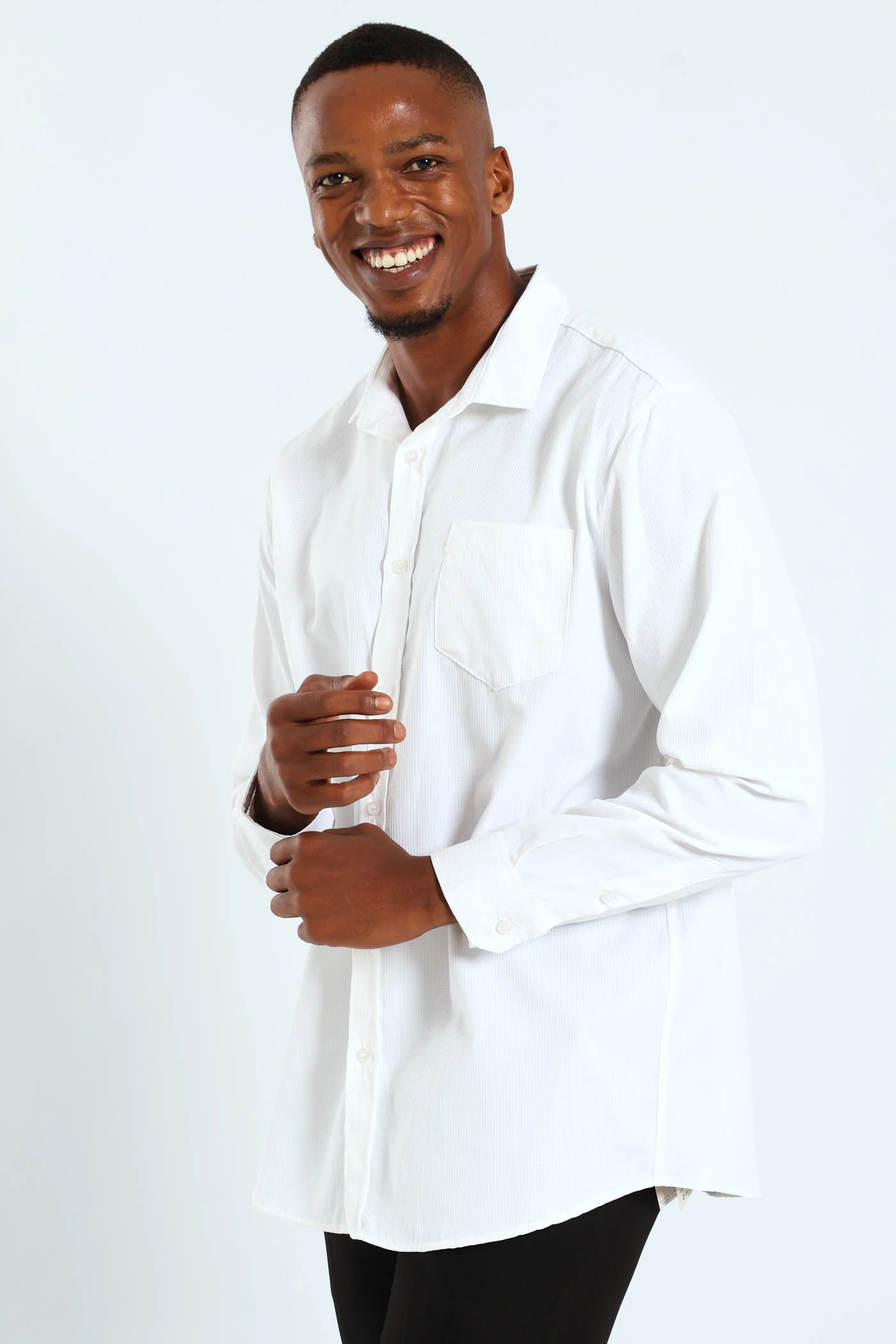 Textured Long Sleeve Shirt - White - Image 4