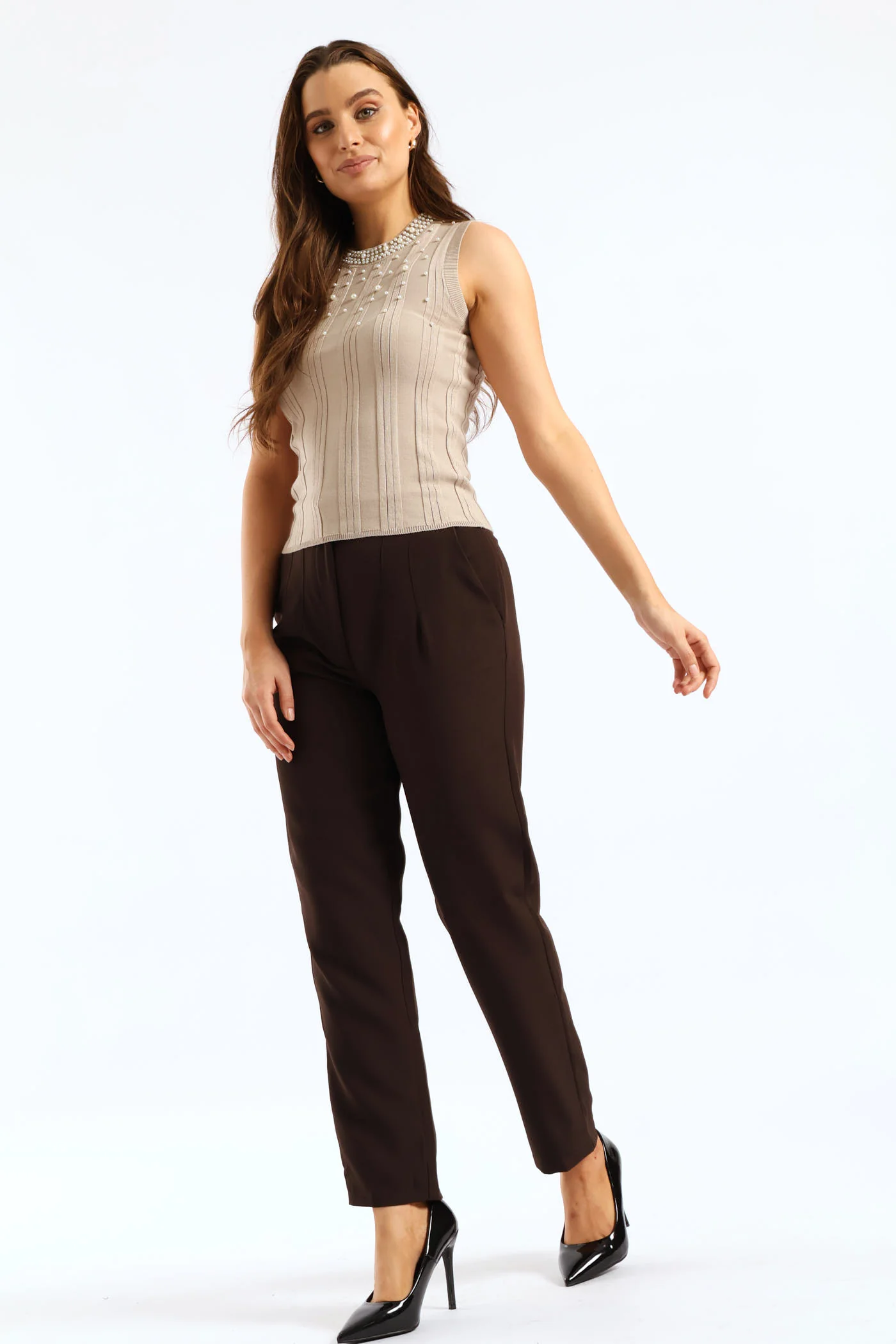 Textured Pearl Pullover - Camel - Image 5