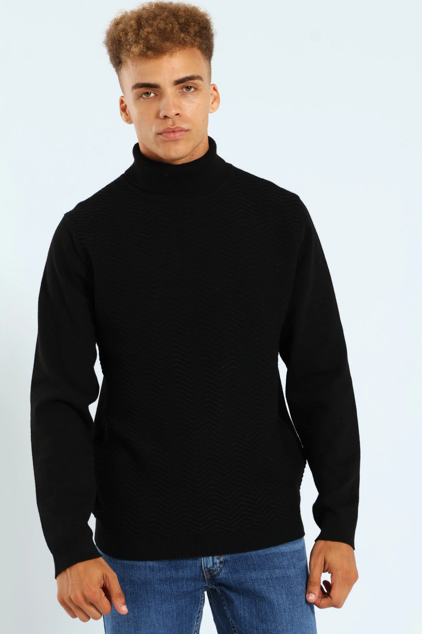 Textured Poloneck - Black - Image 4