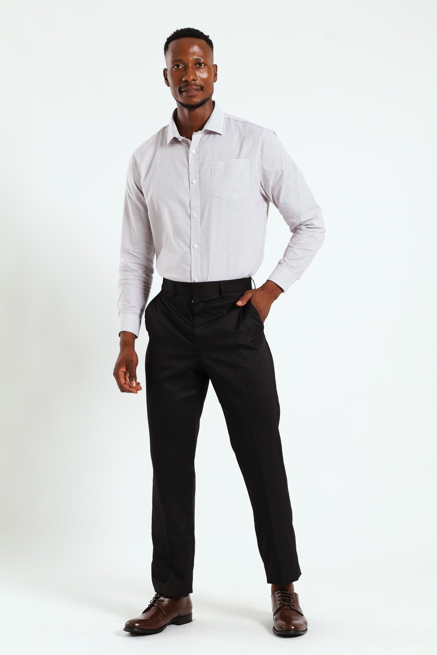 Textured Print Shirt - White/Red - Image 5