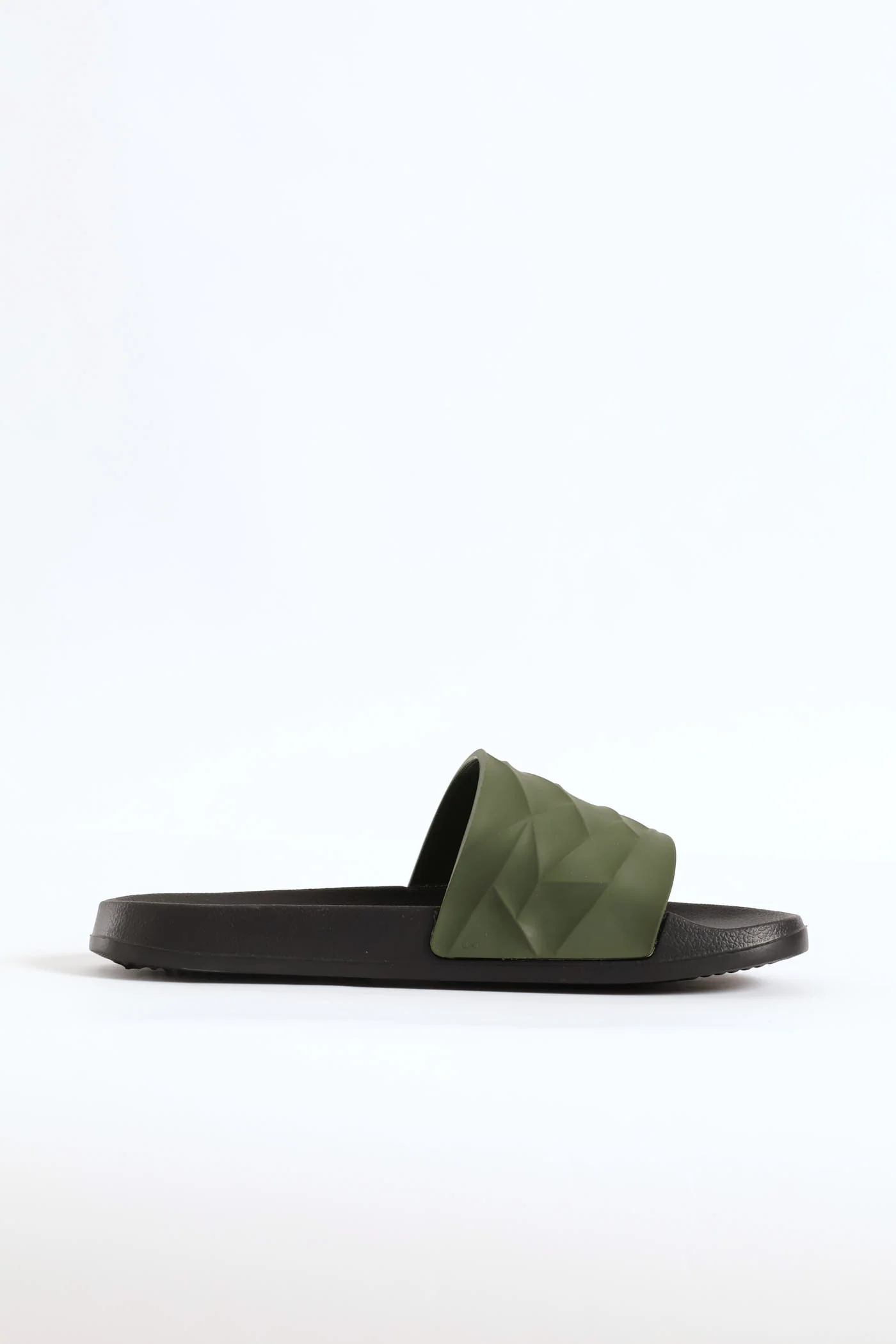 Textured Rubber Upper Pool Slide - Olive - Image 3