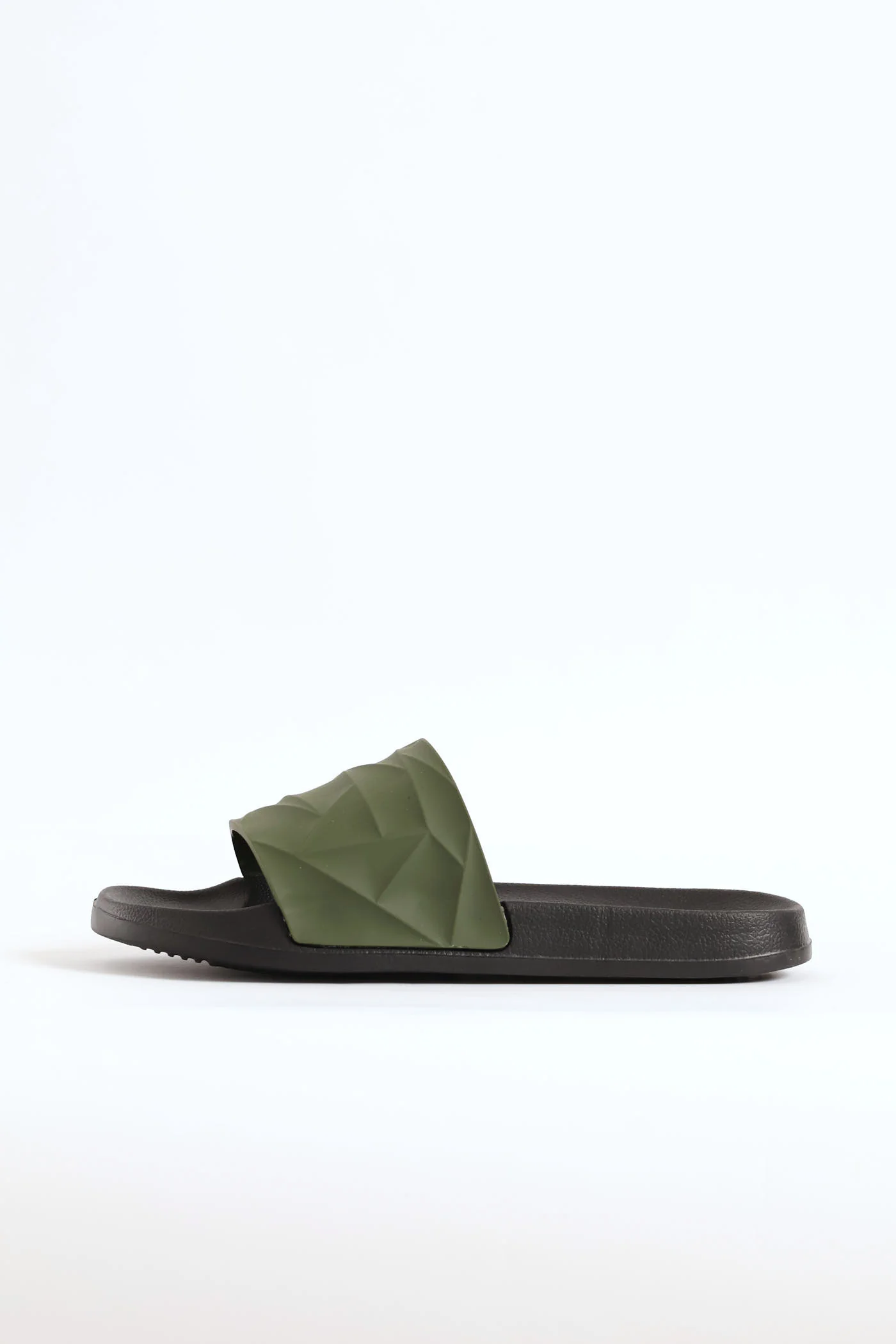 Textured Rubber Upper Pool Slide - Olive - Image 4