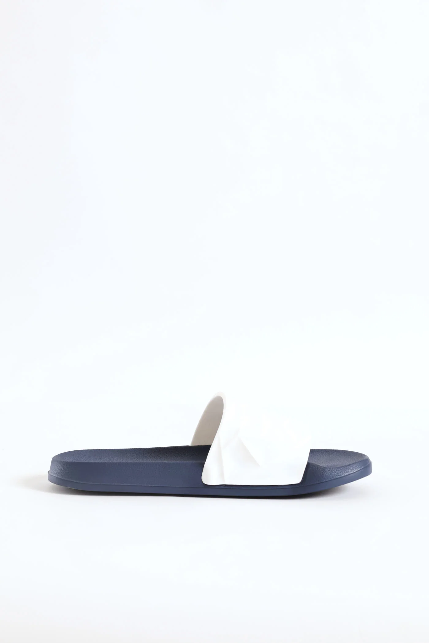 Textured Rubber Upper Pool Slide - White/Navy - Image 3