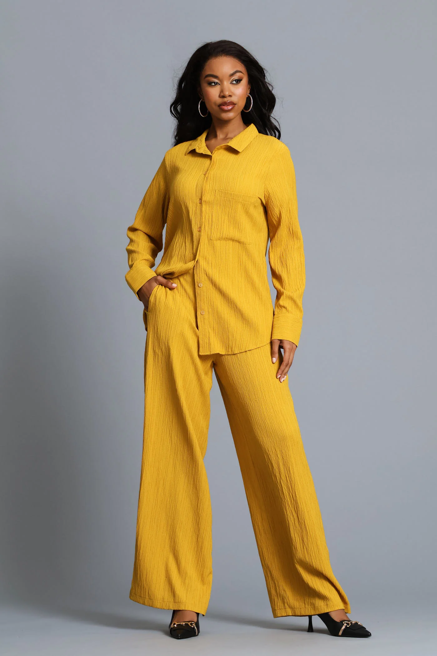 Textured Shirt - Mustard - Image 5