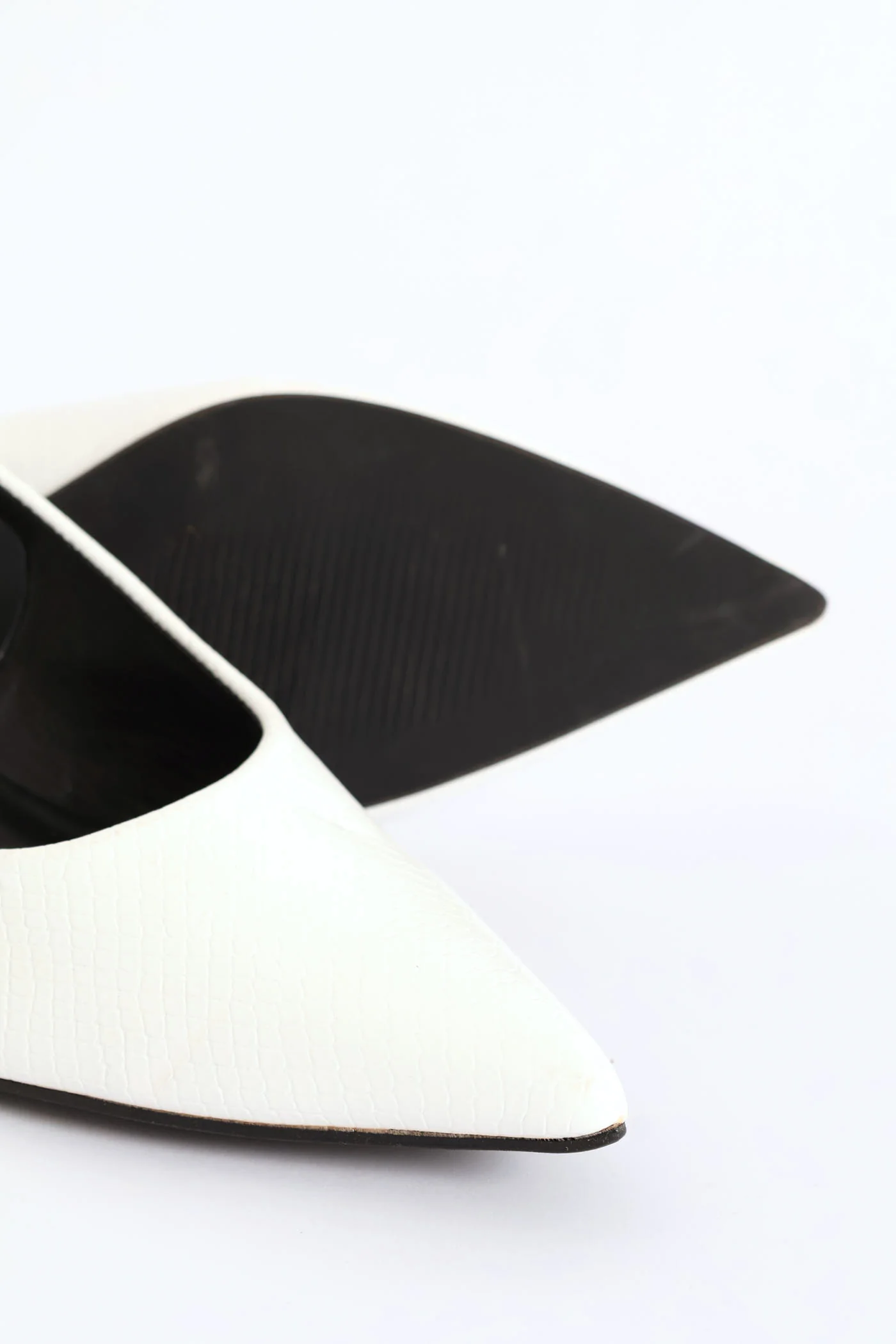 Textured Slingback Kitten Heel - White - Image 2