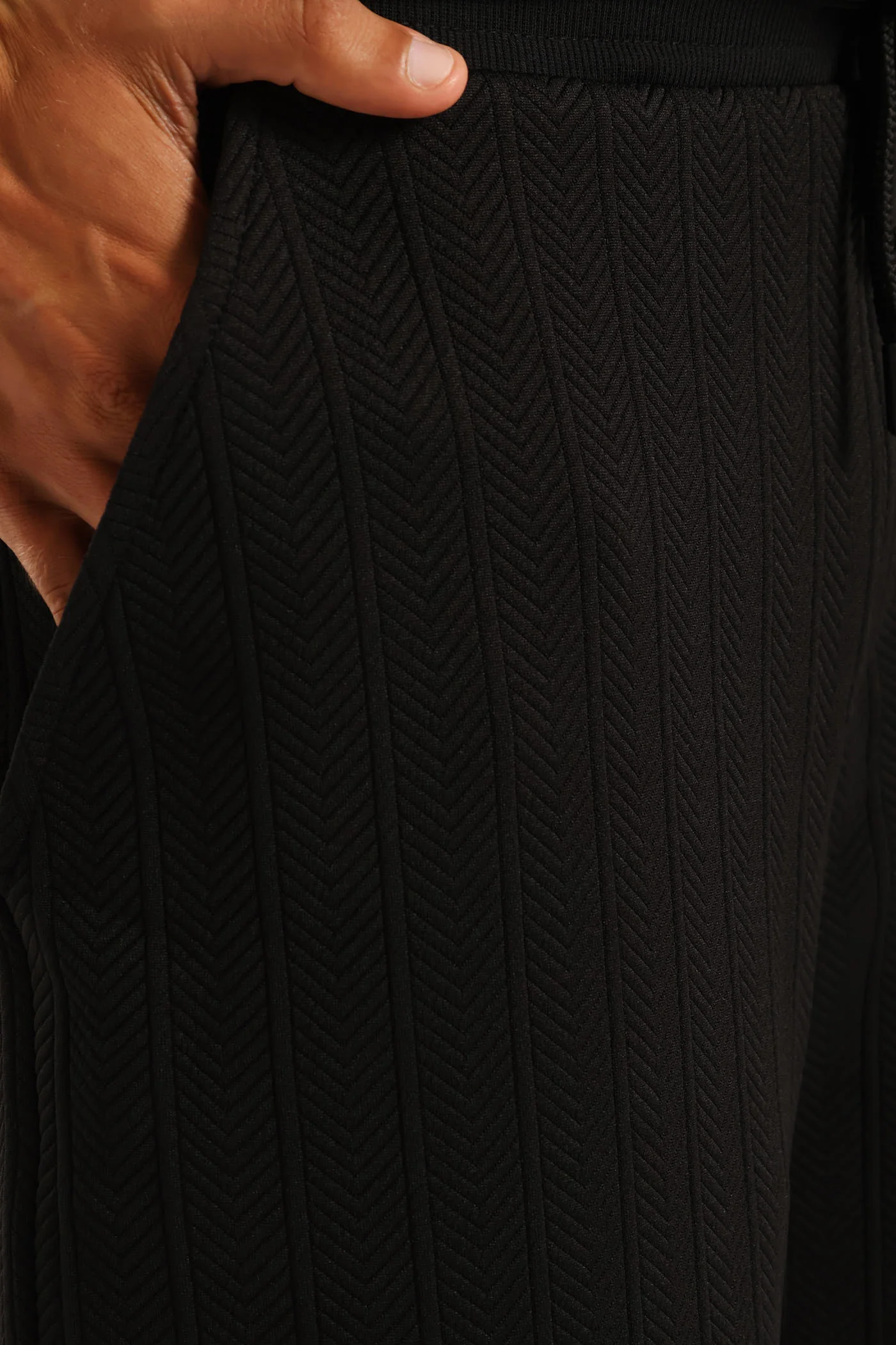 Textured Stretch Shorts - Black - Image 6