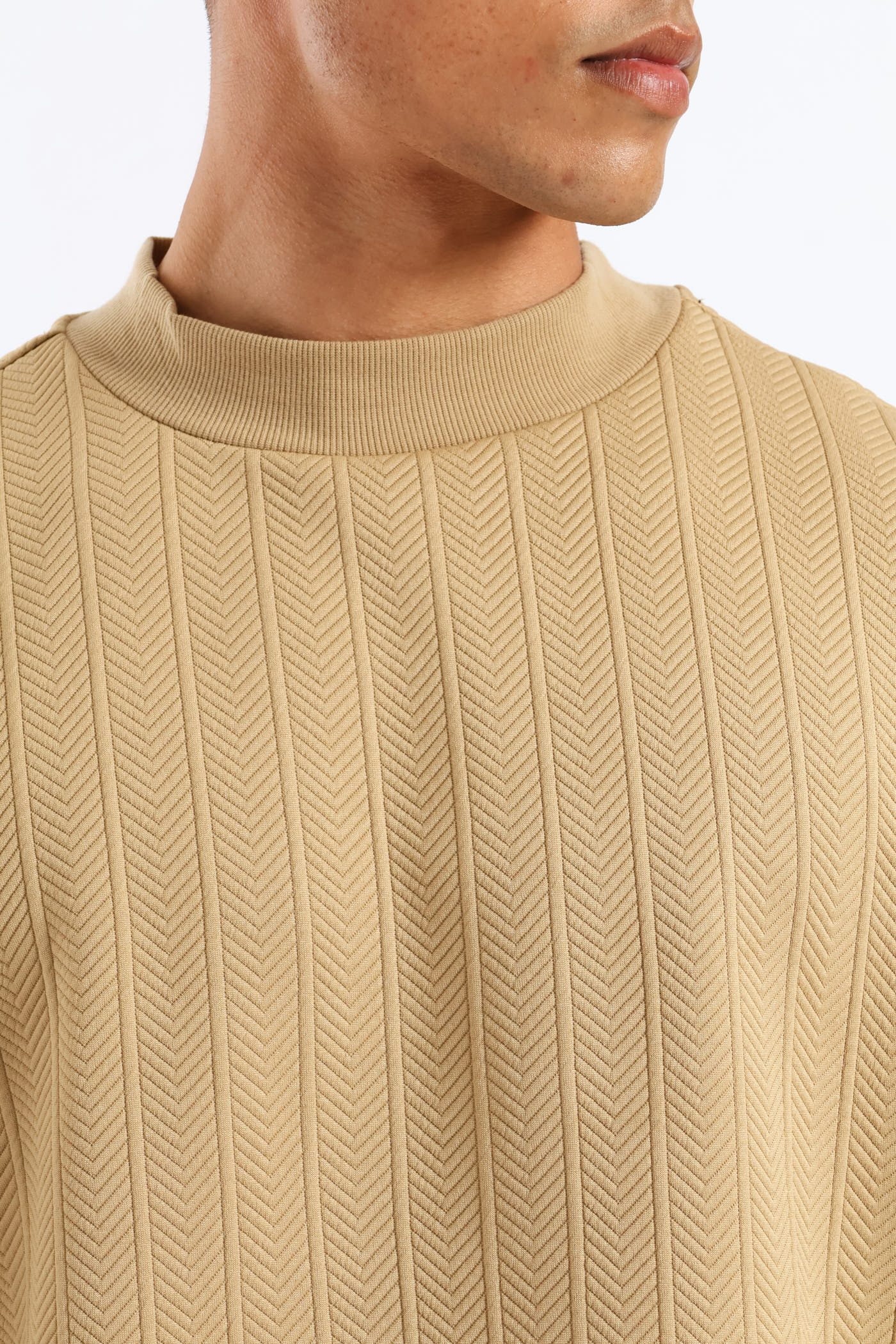 Textured Stretch T-Shirt - Stone - Image 2