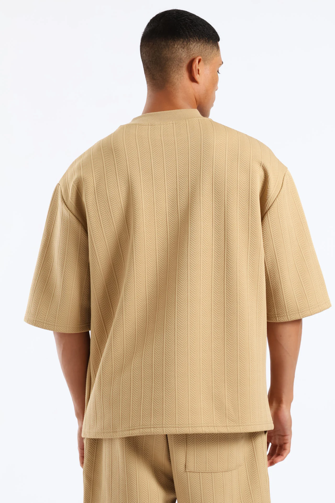Textured Stretch T-Shirt - Stone - Image 5