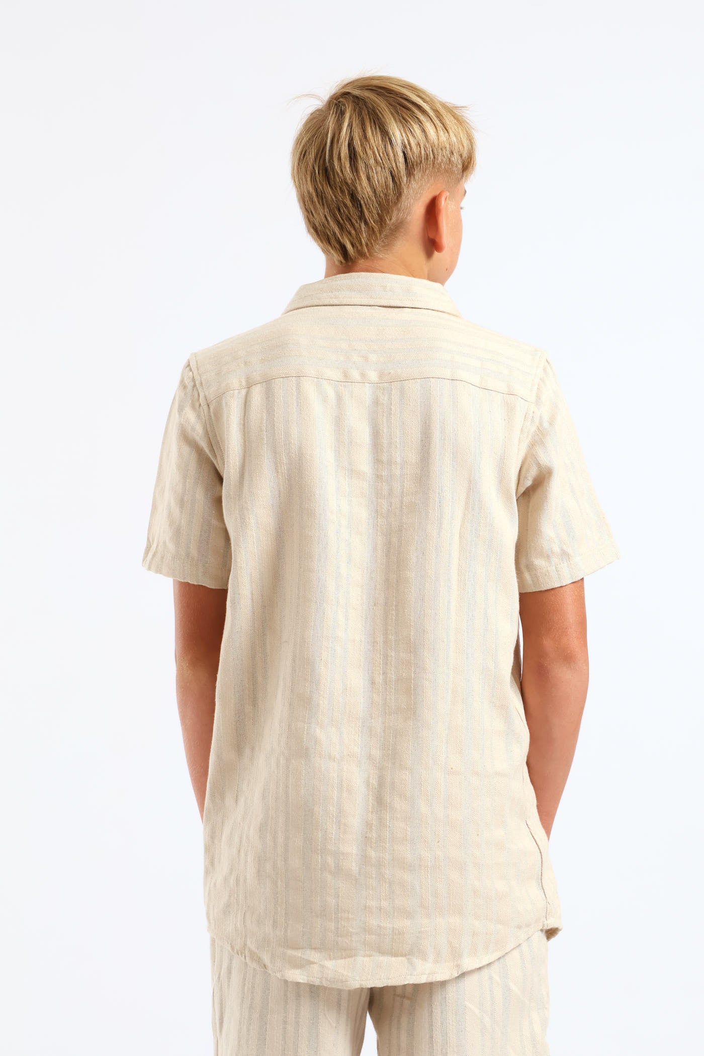 Boys Textured Stripe Shirt - Natural - Image 4