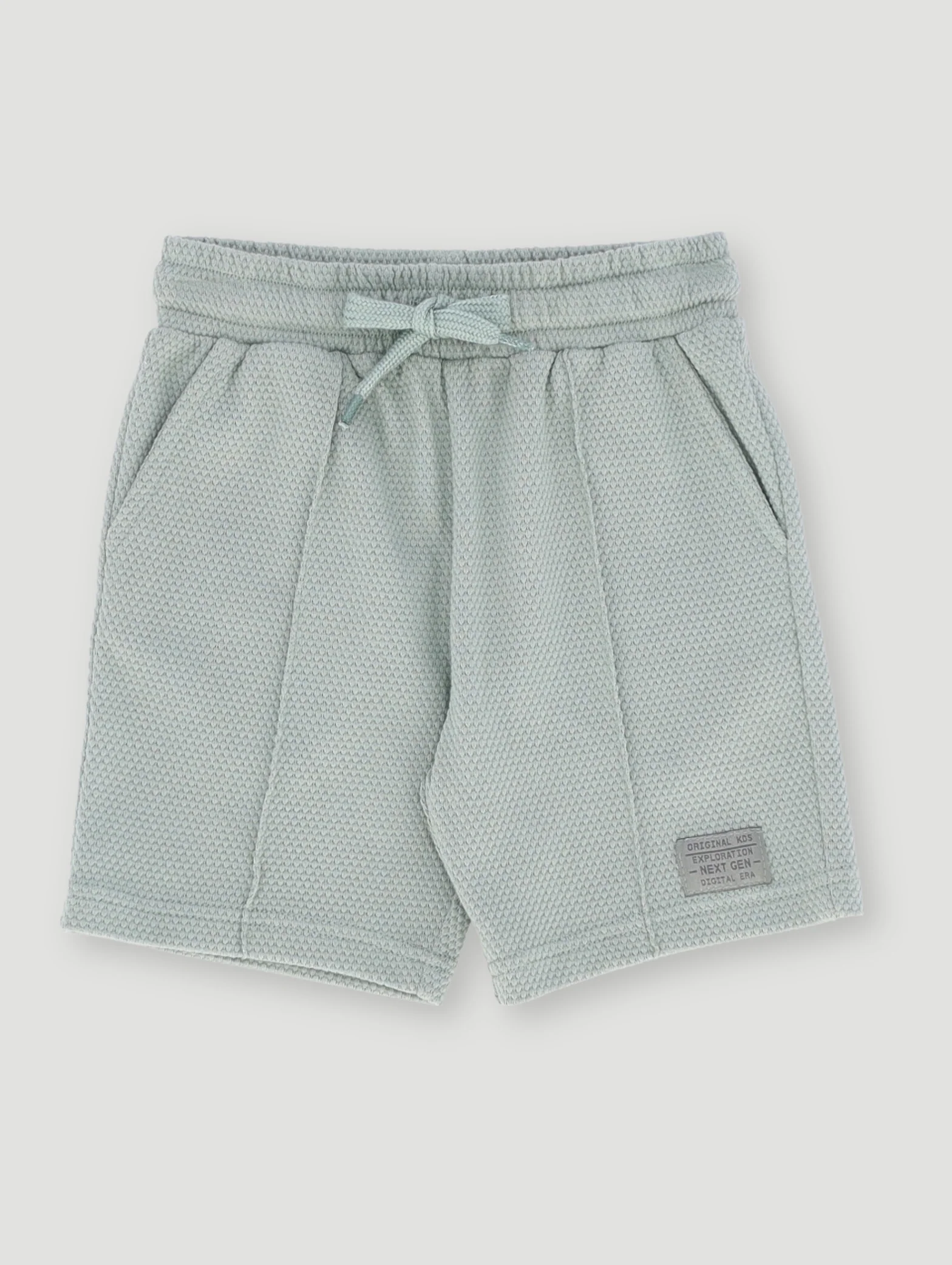 Textured Waffle Shorts - Green - Image 2