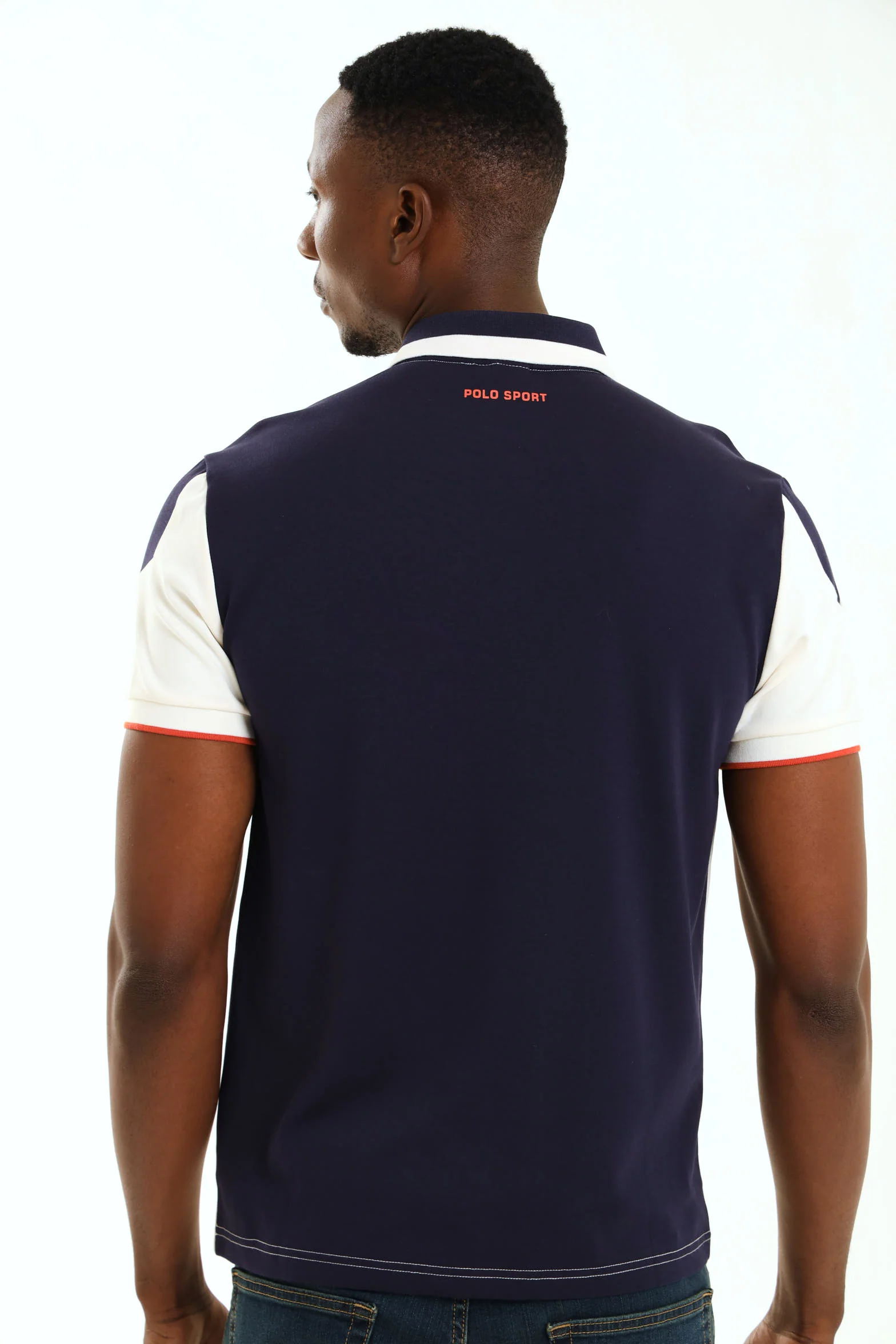 Thando Colour Block Sport Golfer - White/Navy - Image 2