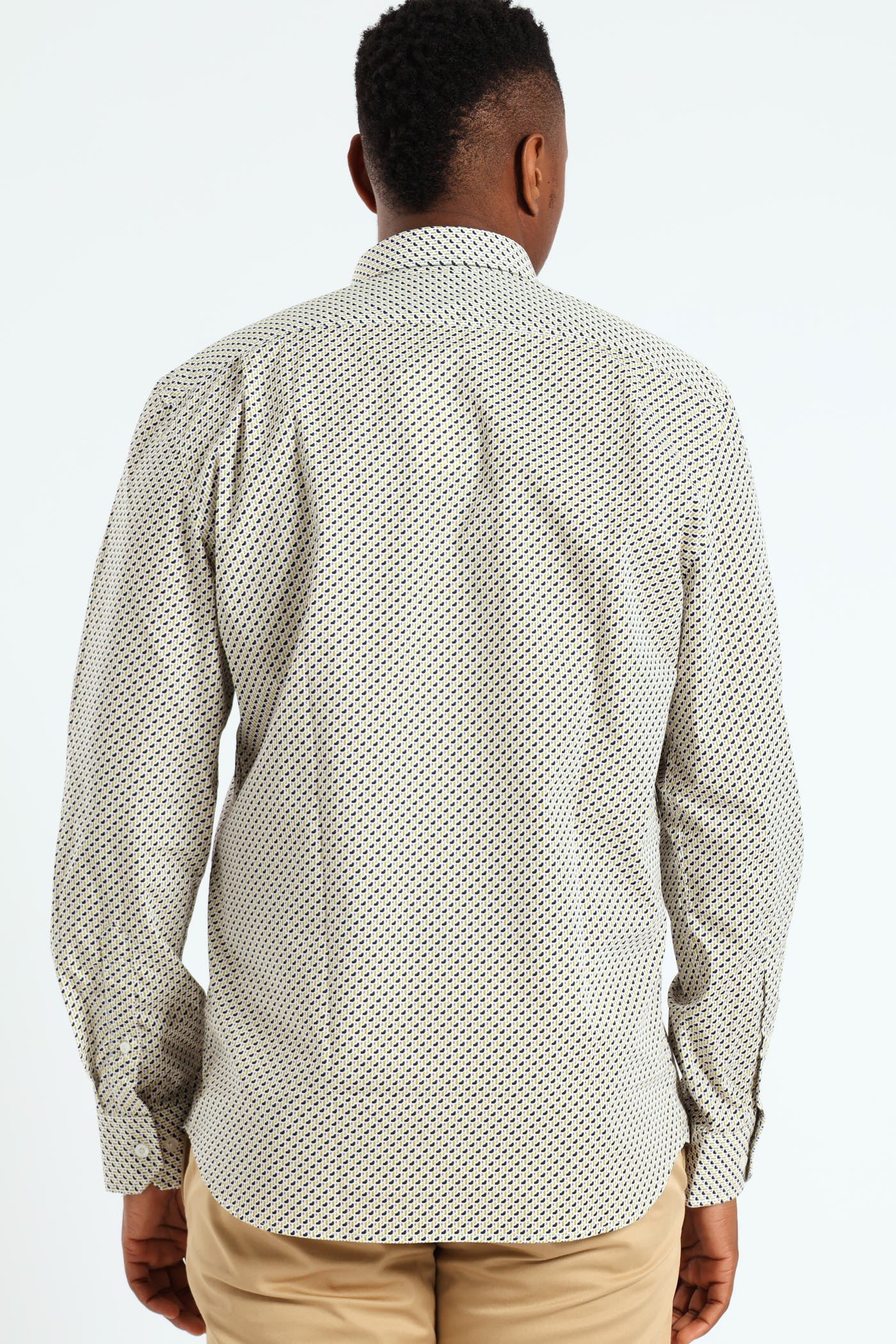 Thebe Dot Printed Long Sleeve Shirt - Blue - Image 4