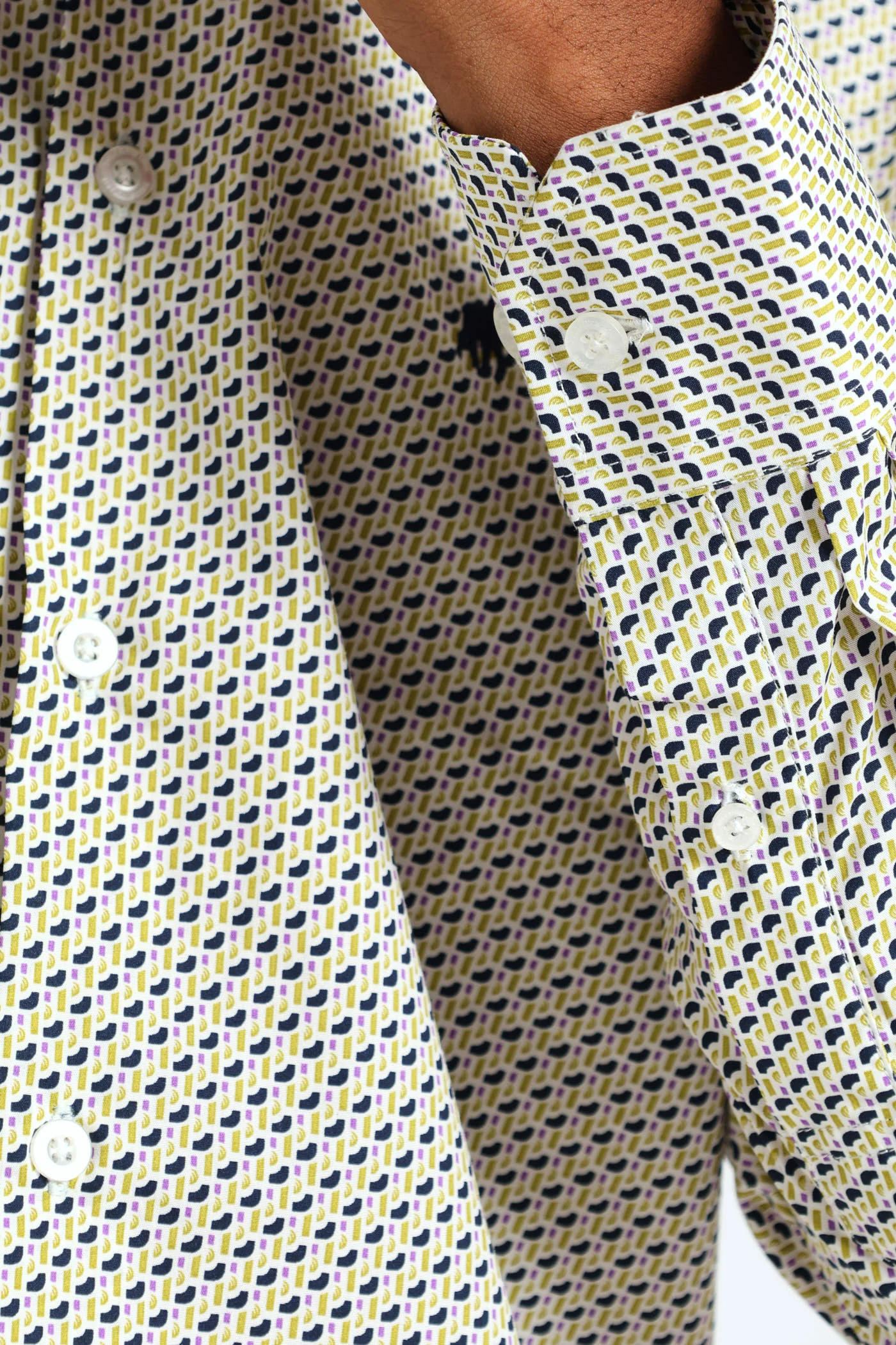 Thebe Dot Printed Long Sleeve Shirt - Blue - Image 5
