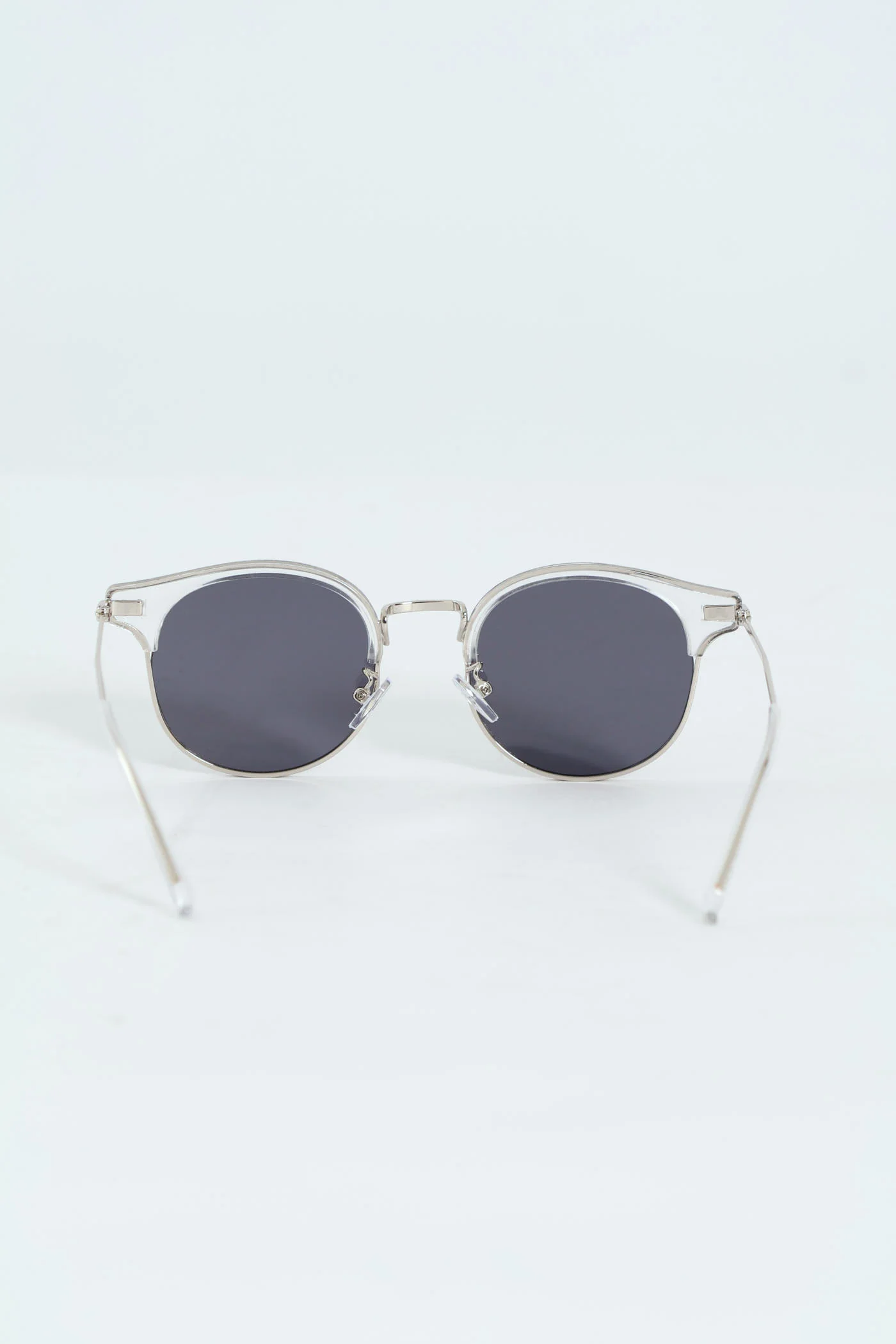 Thin Metal Arm Clubmaster Sunglasses - Silver - Image 3