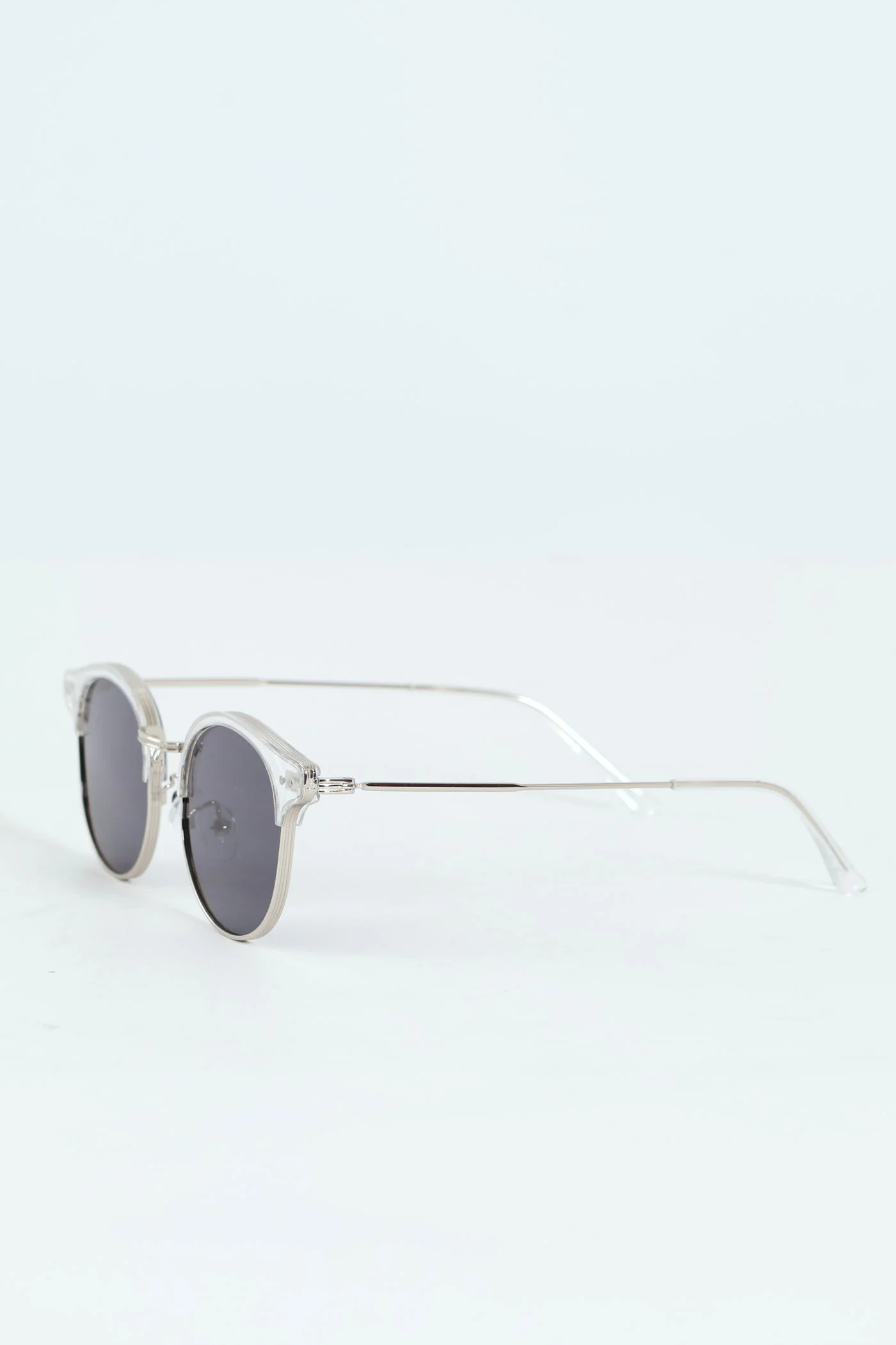 Thin Metal Arm Clubmaster Sunglasses - Silver - Image 4