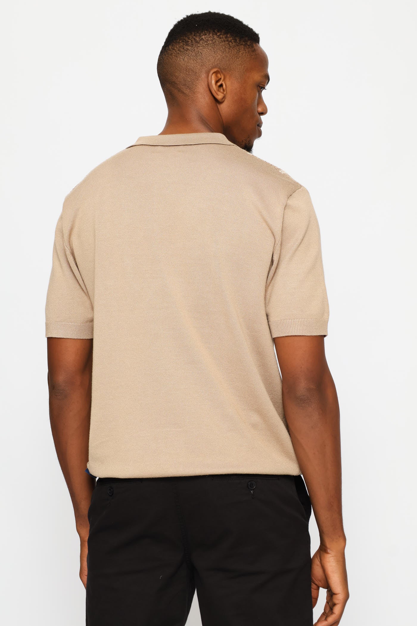 Thin Stripe Fine Gauge Golfer - Taupe - Image 4