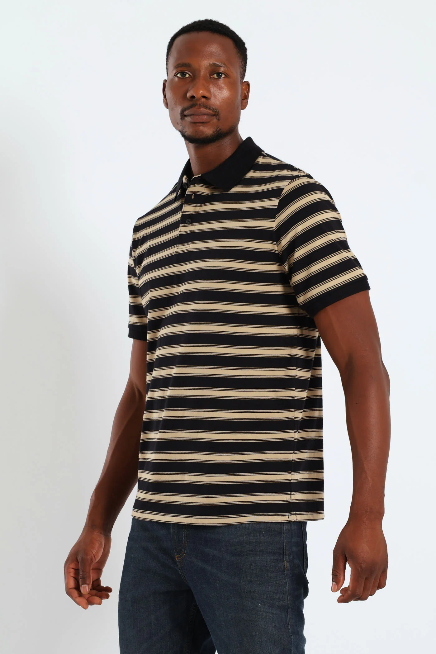 Thin Stripe Golfer - Black - Image 3