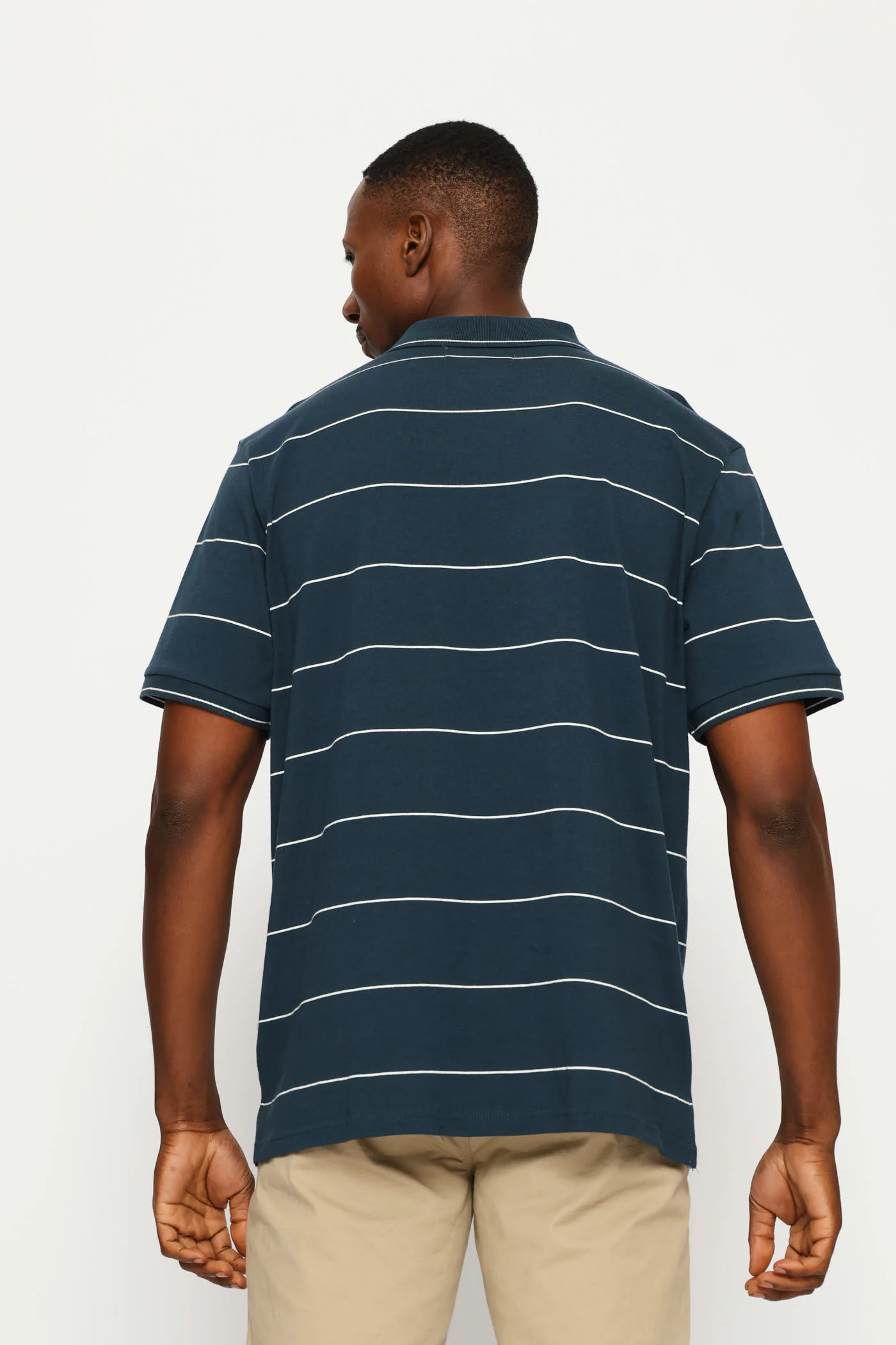 Thin Stripe Golfer - Petrol/White - Image 4