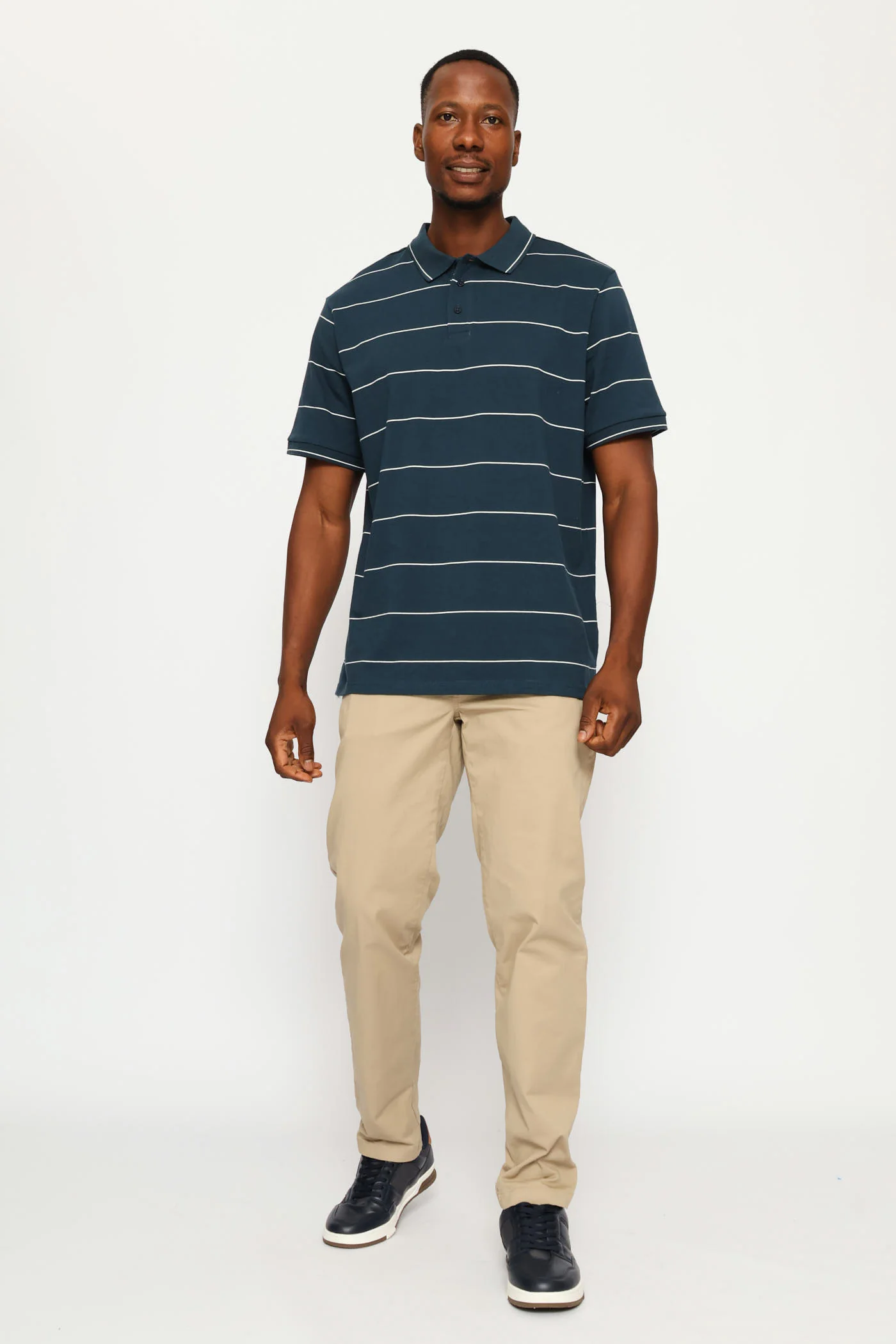 Thin Stripe Golfer - Petrol/White - Image 5