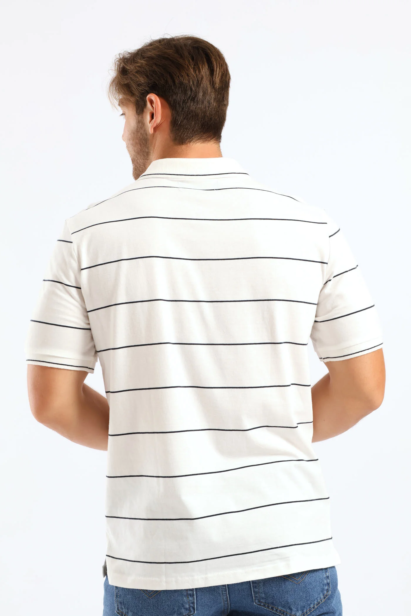 Thin Stripe Golfer - White/Navy - Image 4
