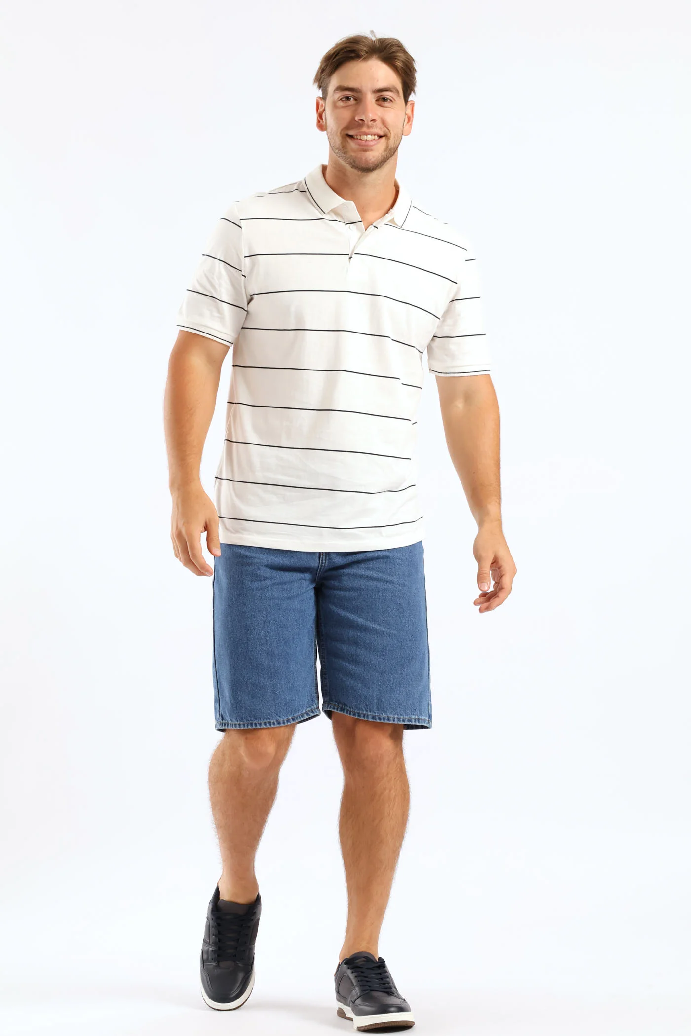 Thin Stripe Golfer - White/Navy - Image 5
