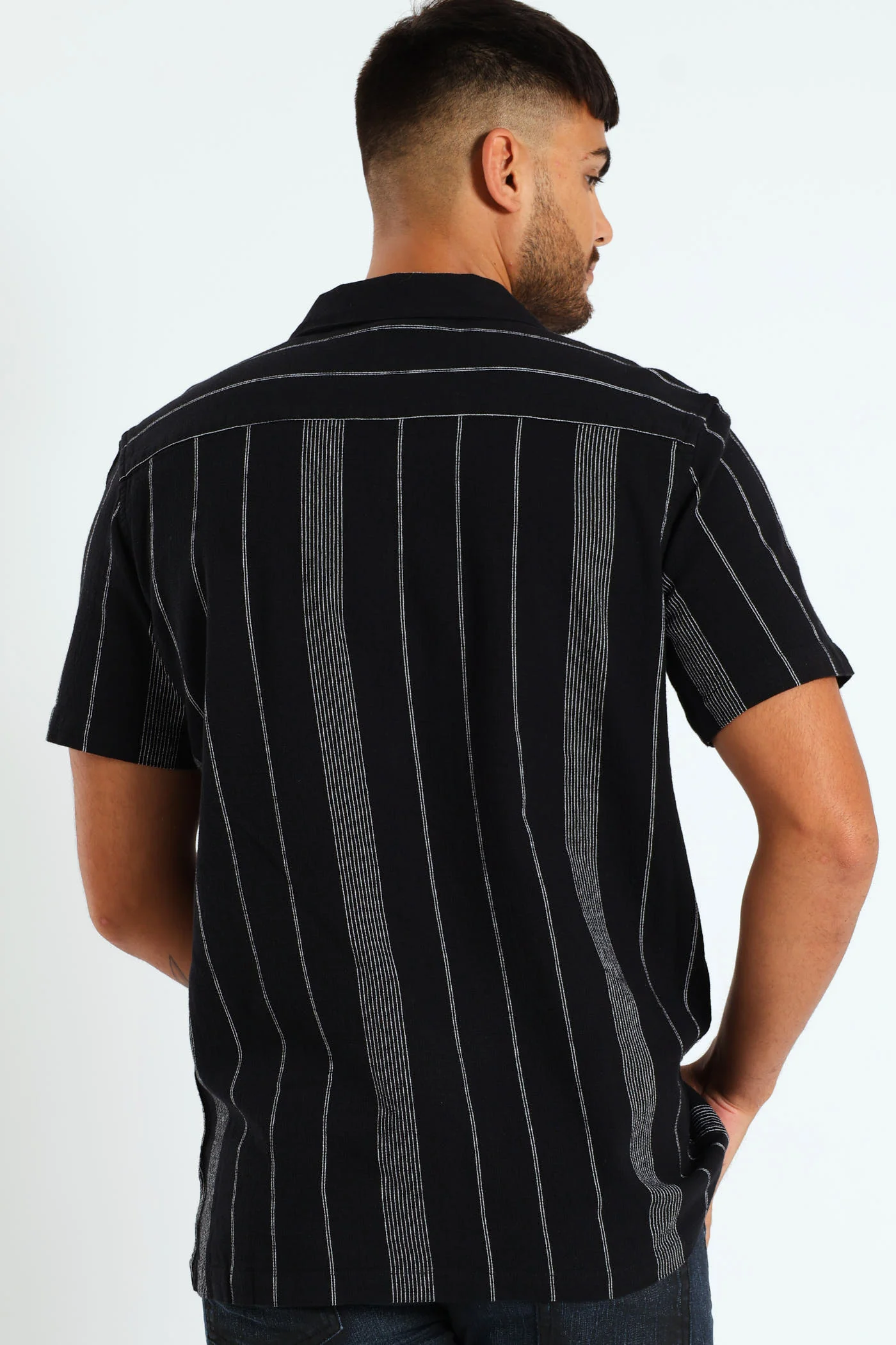 Thin Stripe Surf Interest Shirt - Black - Image 3