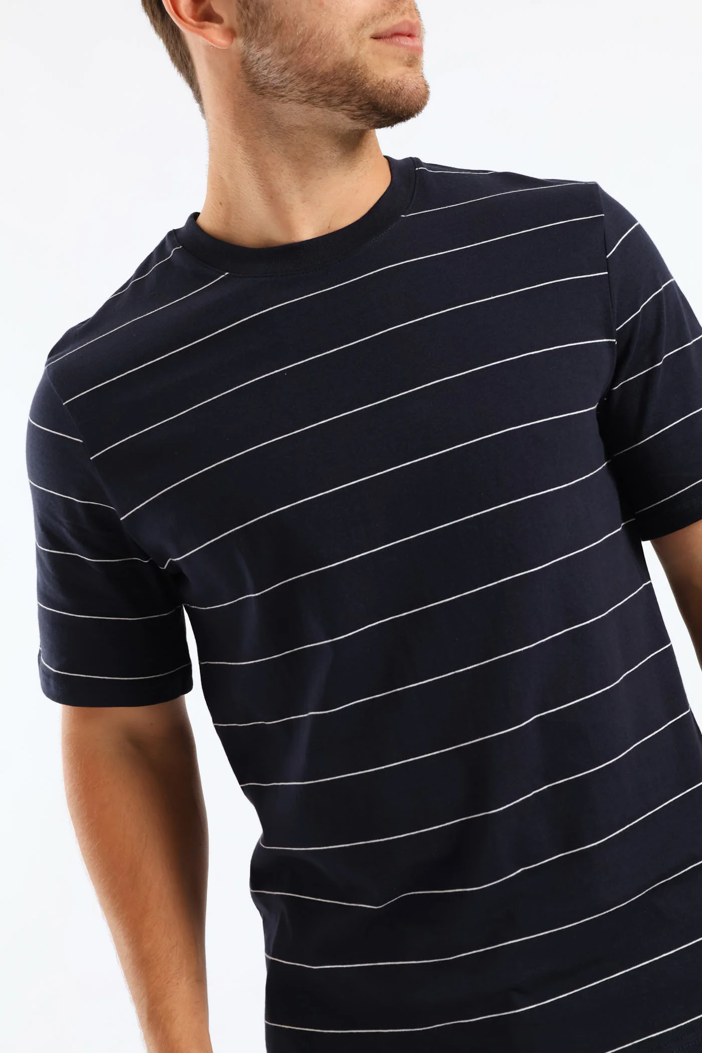 Thin Stripe Tee - Navy - Image 4