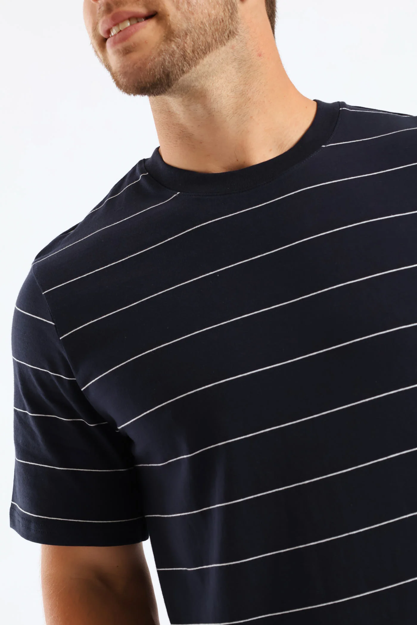 Thin Stripe Tee - Navy - Image 7
