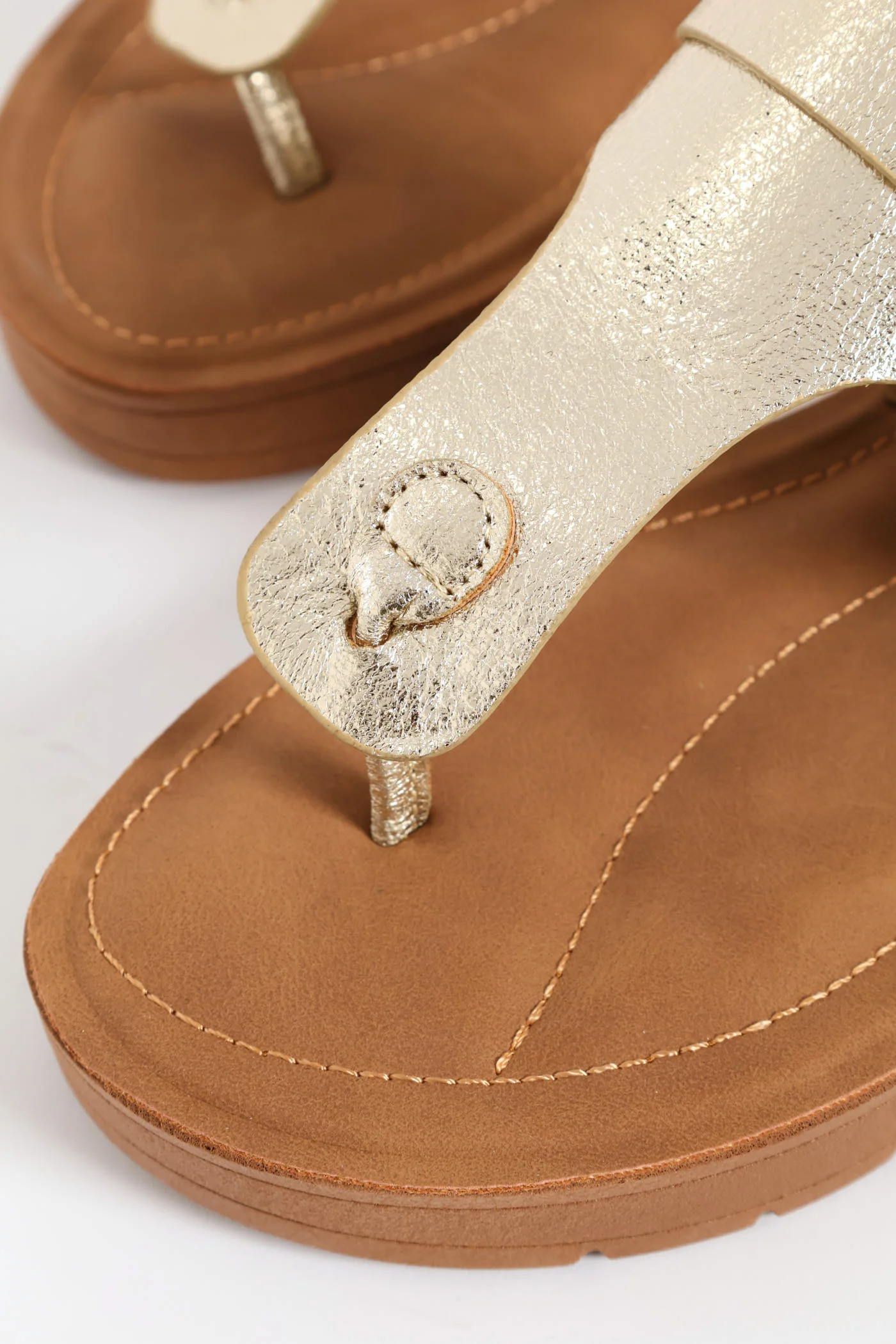 Thong With Belt Detail On Comfort Outsole Sandal - Gold - Image 2