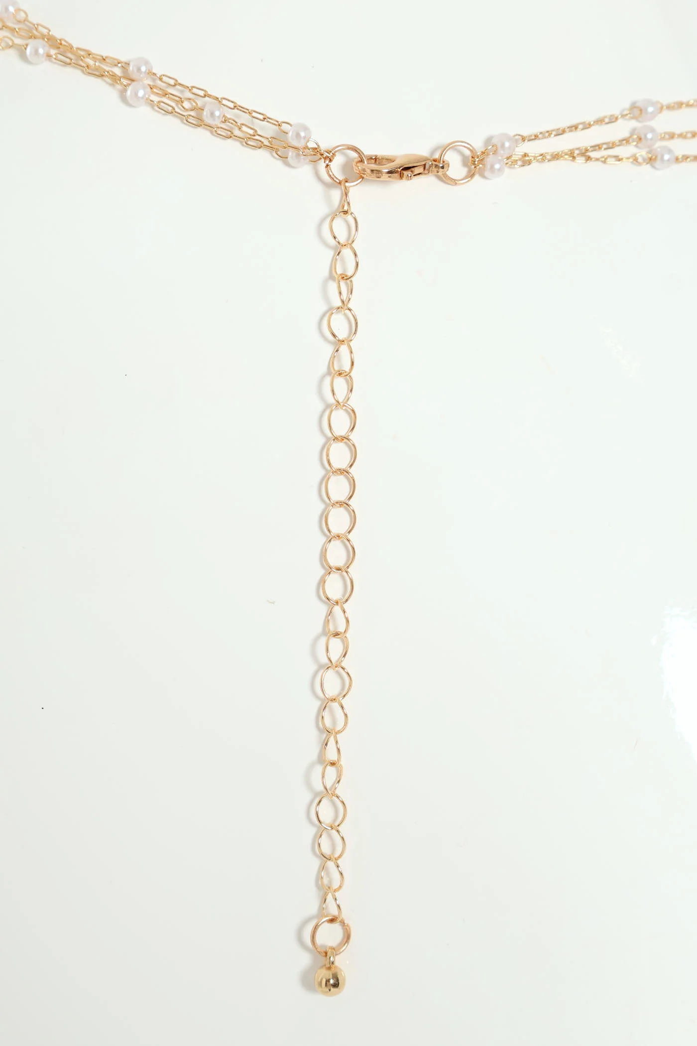 Three Layer Pearl Bead Pendant Necklace - Gold - Image 4