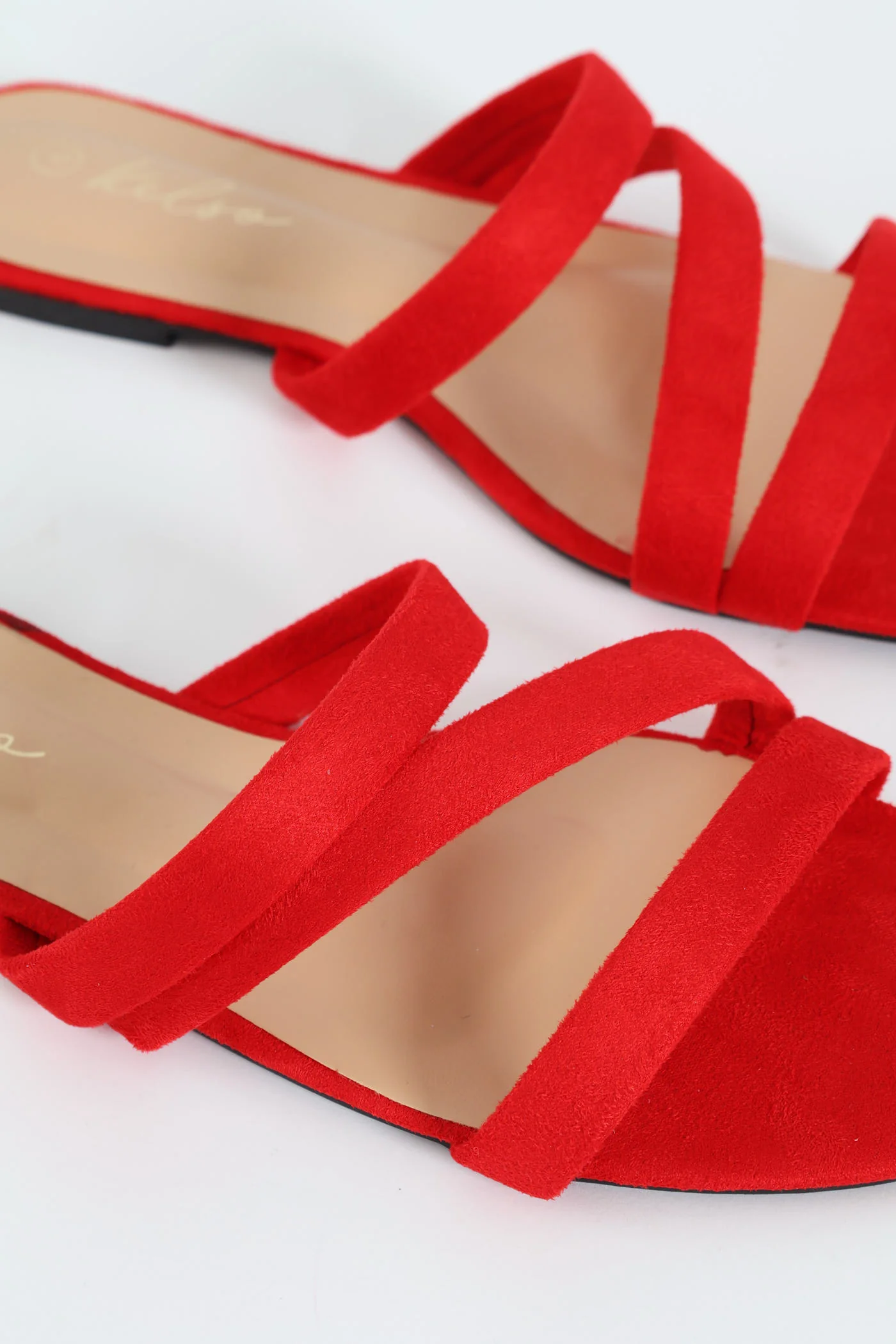 Three Strap Basic Mule Sandal - Red - Image 3
