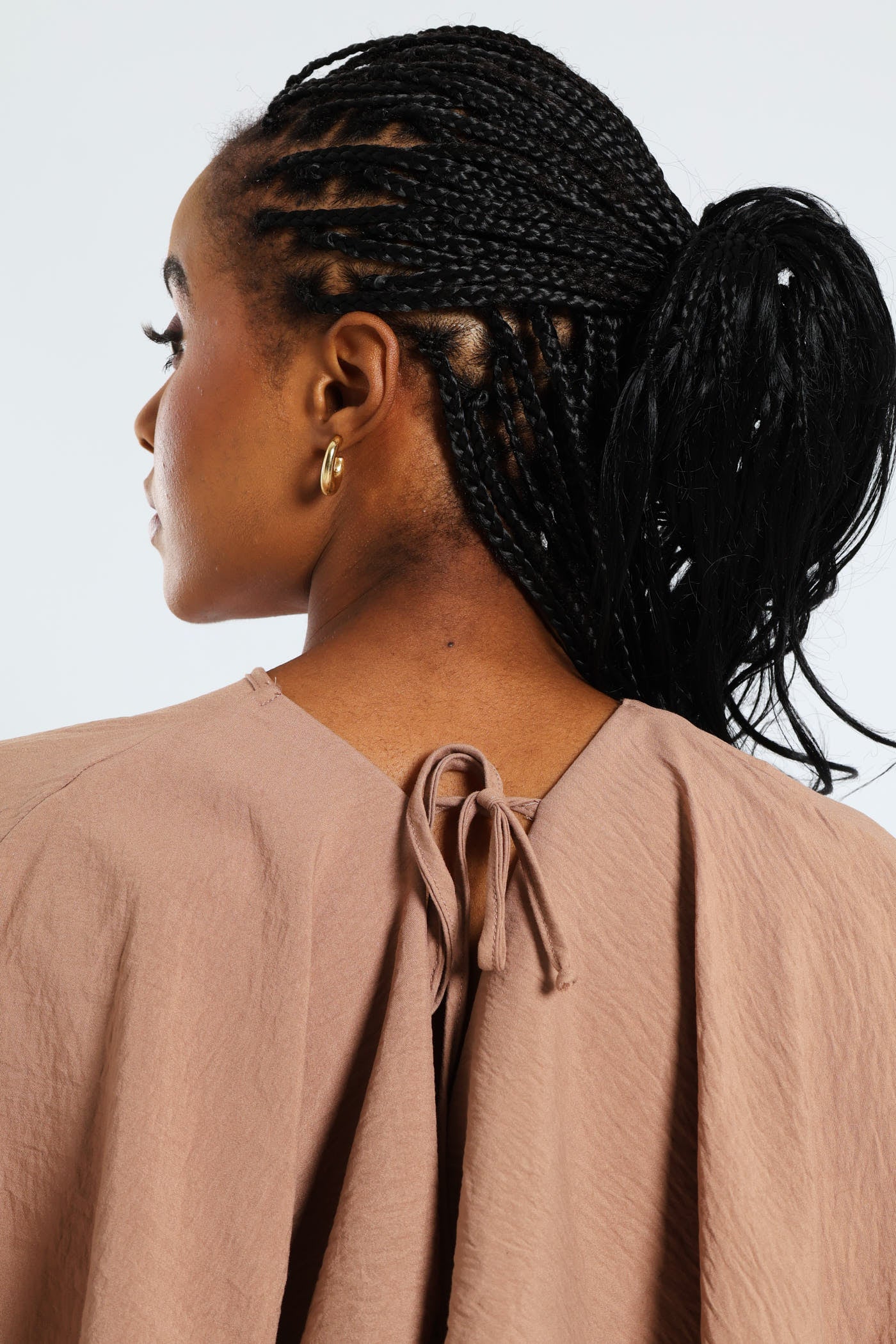 Tie-Back Frill Cape Swing Mini Dress - Taupe - Image 5